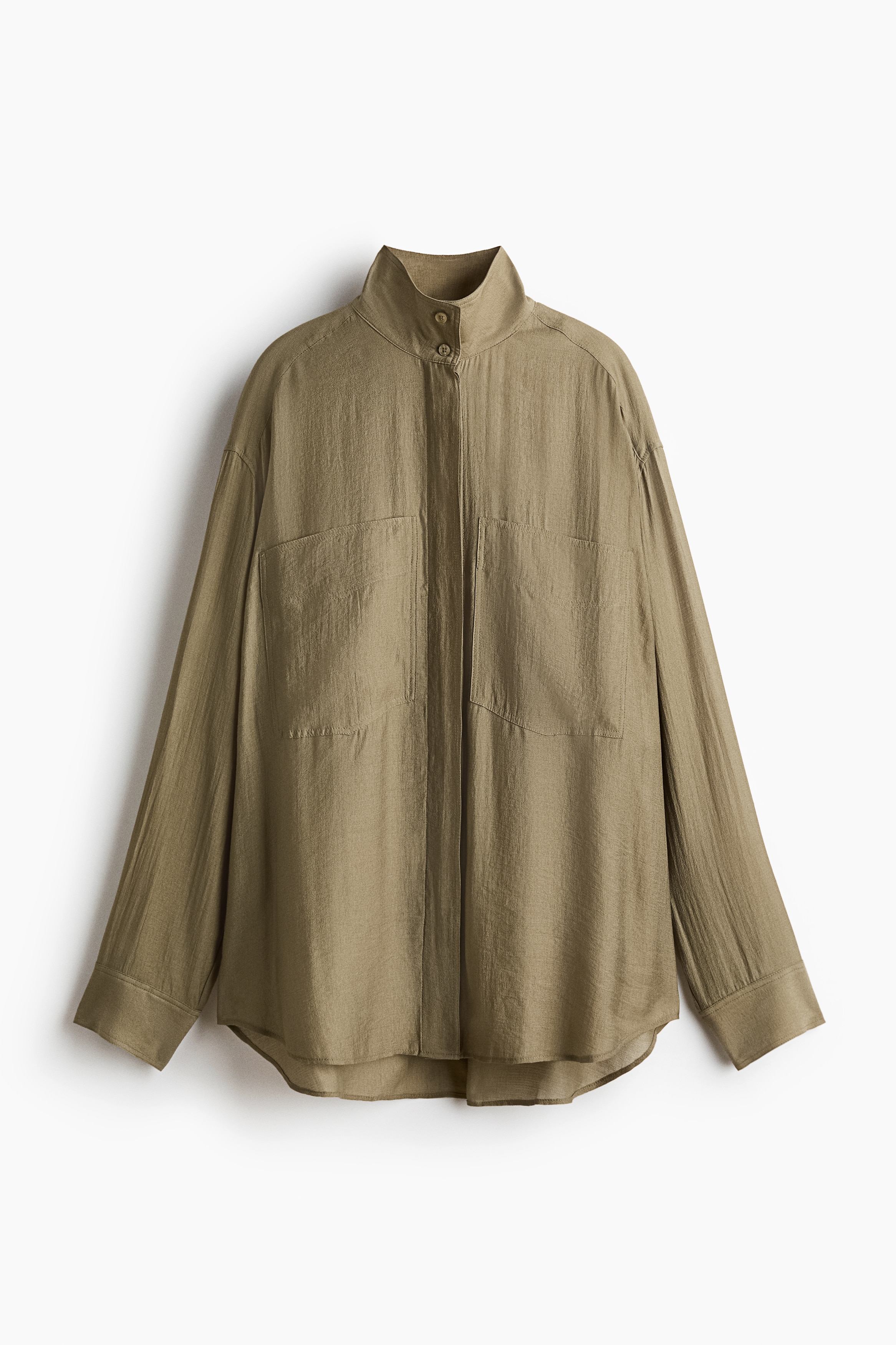 Oversized stand-collar shirt - Khakigrün