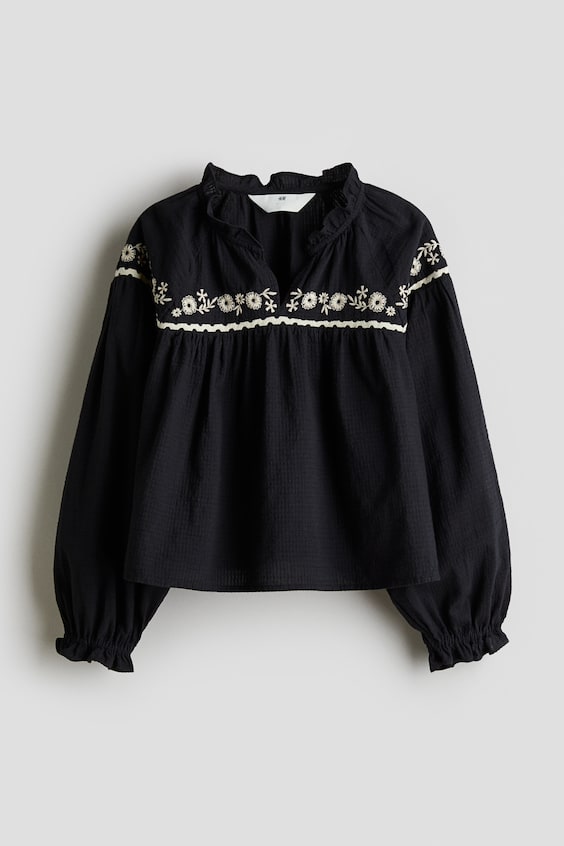 Детские блузки H&M Embroidered cotton blouse