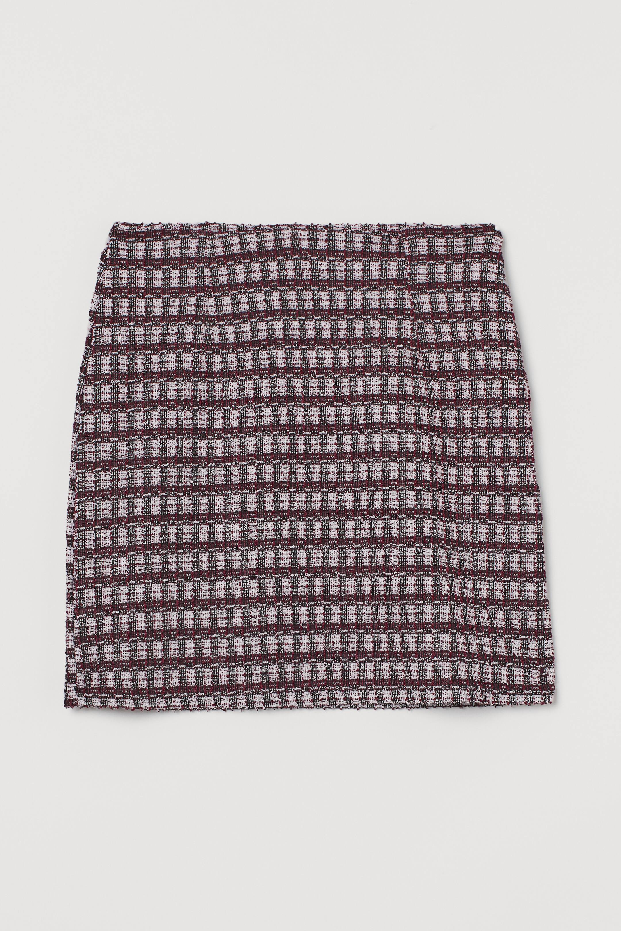 Jacquard-knit Skirt - Dark pink/black plaid - Ladies | H&M US