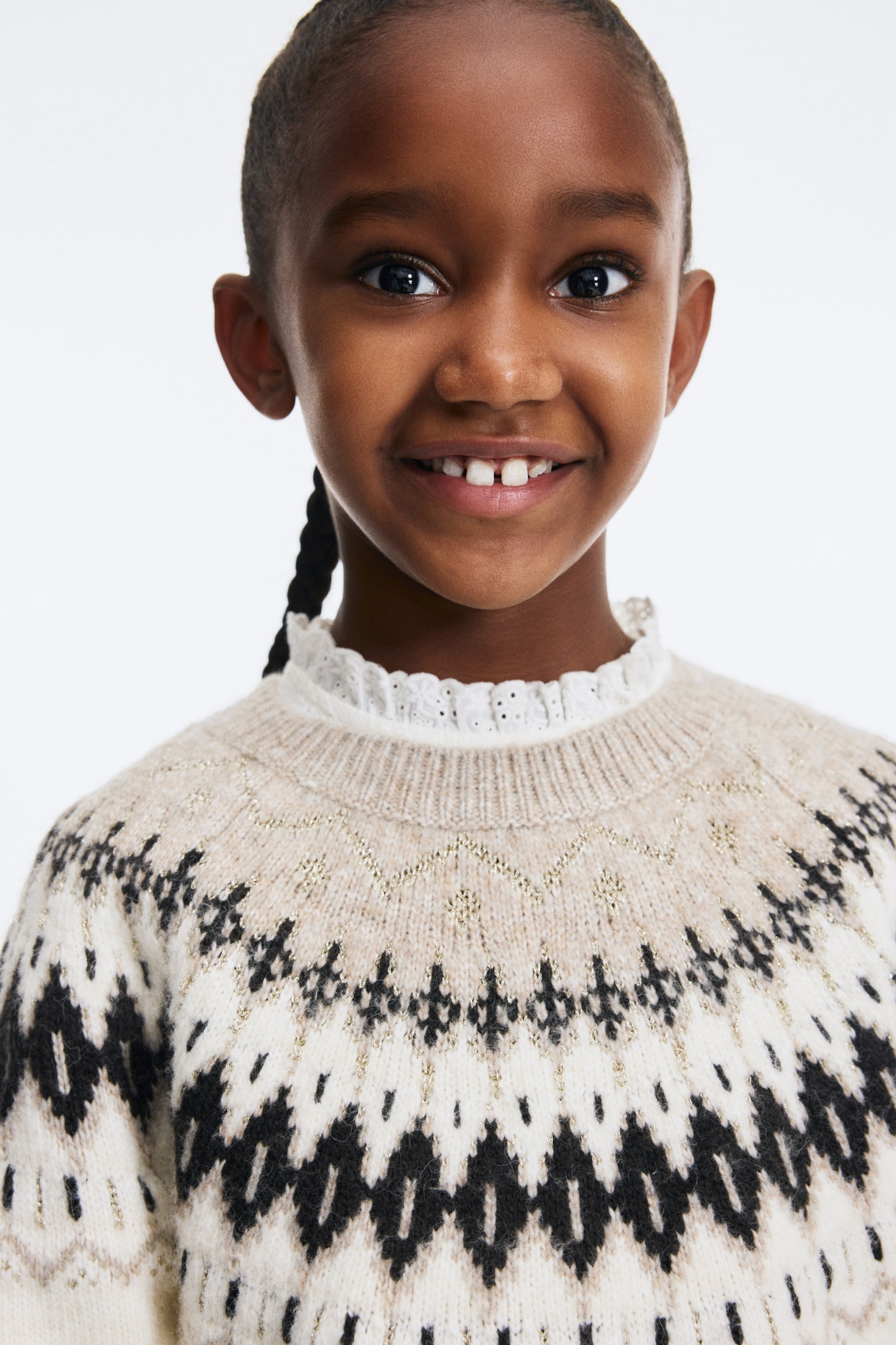 Jacquard kötésű pulóver - Krémszínű/mintás/Dusty beige/Patterned/Fehér/szívek/Rózsaszín/mintás/Krémszínű/világoskék - 3