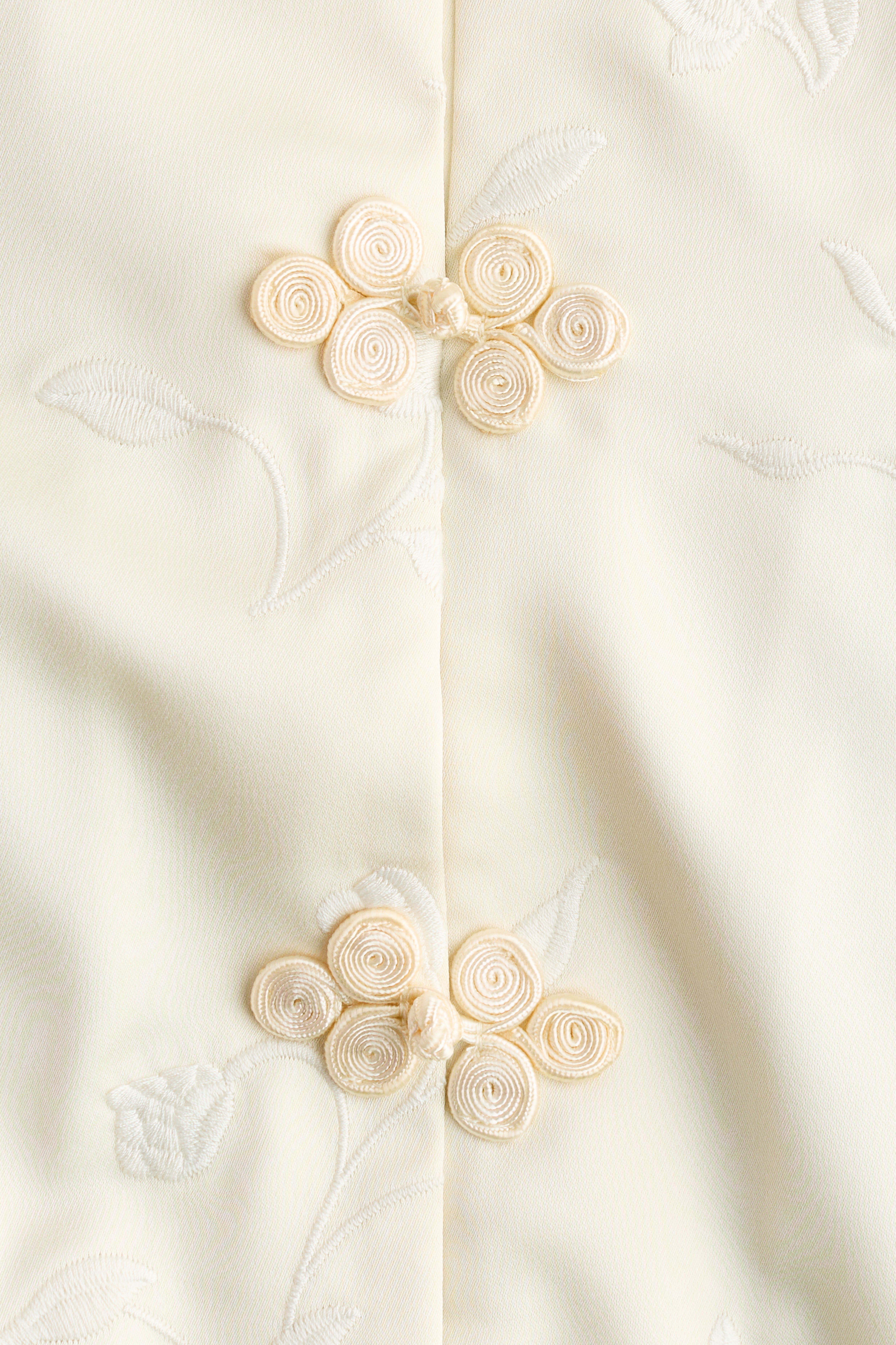 Embroidered Knot-Button Jacket