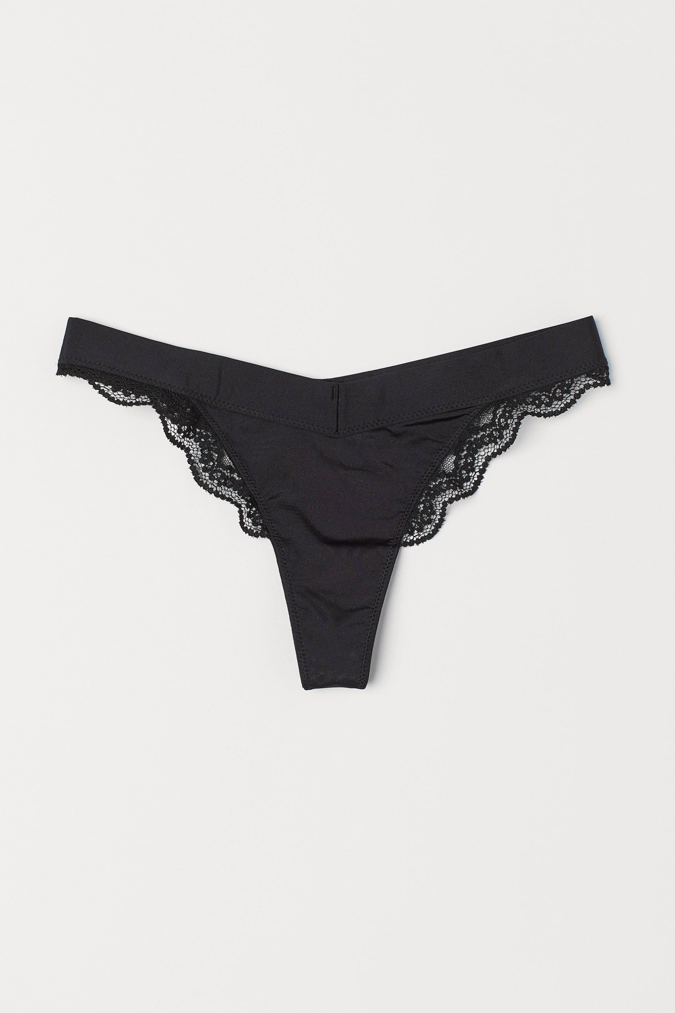 Größeres Bild ansehen: Slip aus Microfaser und Spitze - Schwarz - Ladies | H&M DE 1