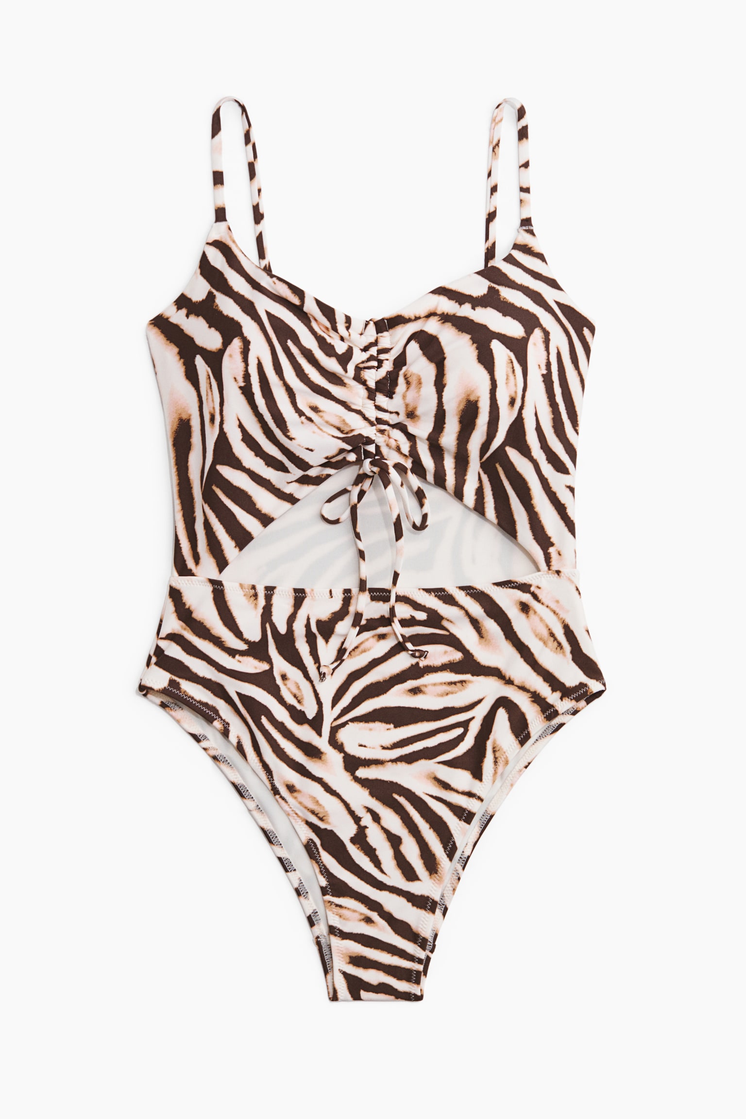 Padded-Cup Cutout Swimsuit - White/zebra print/White/red patterned/Dark brown