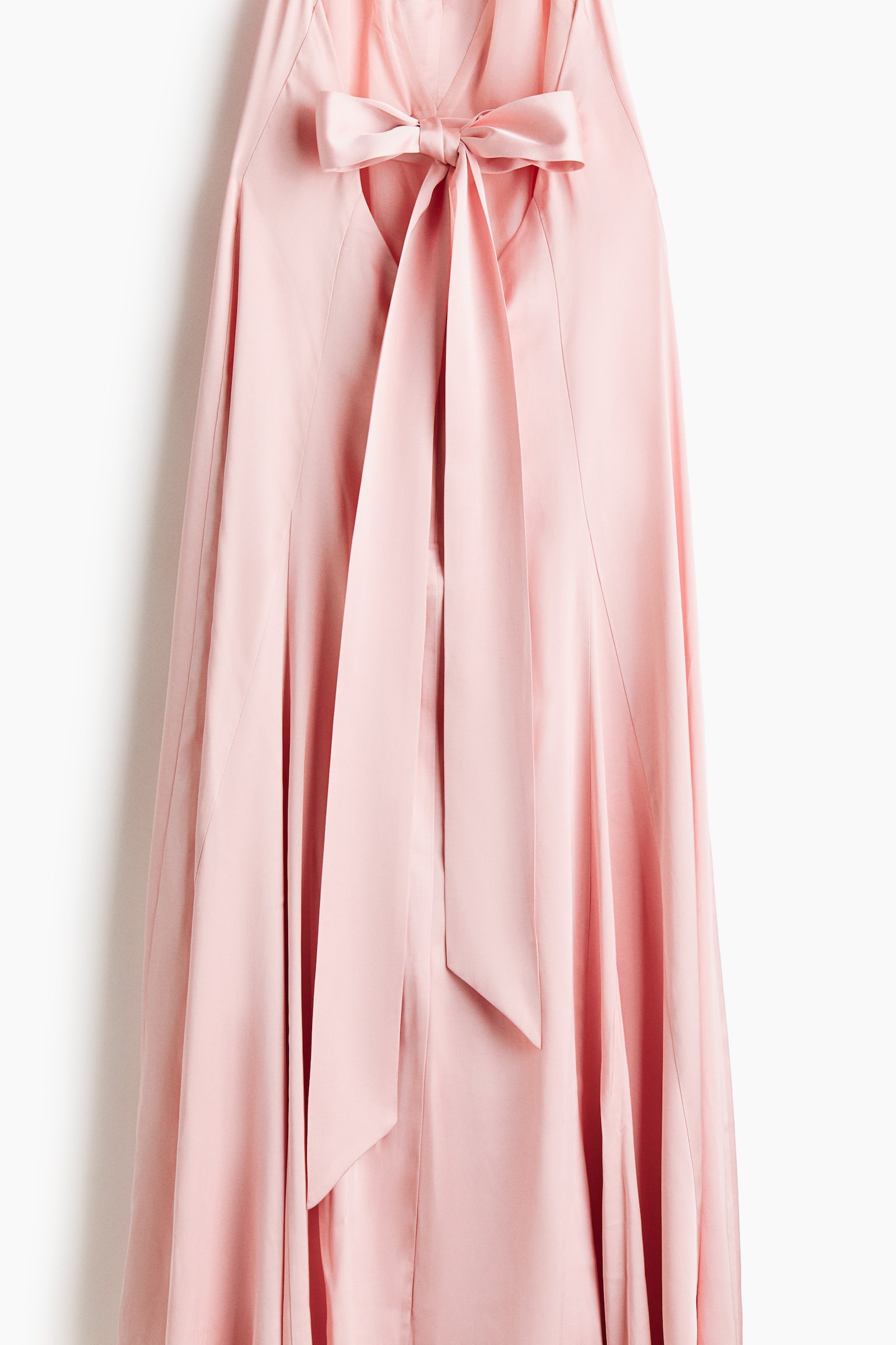Flared-Skirt Satin Dress - Light pink - 5
