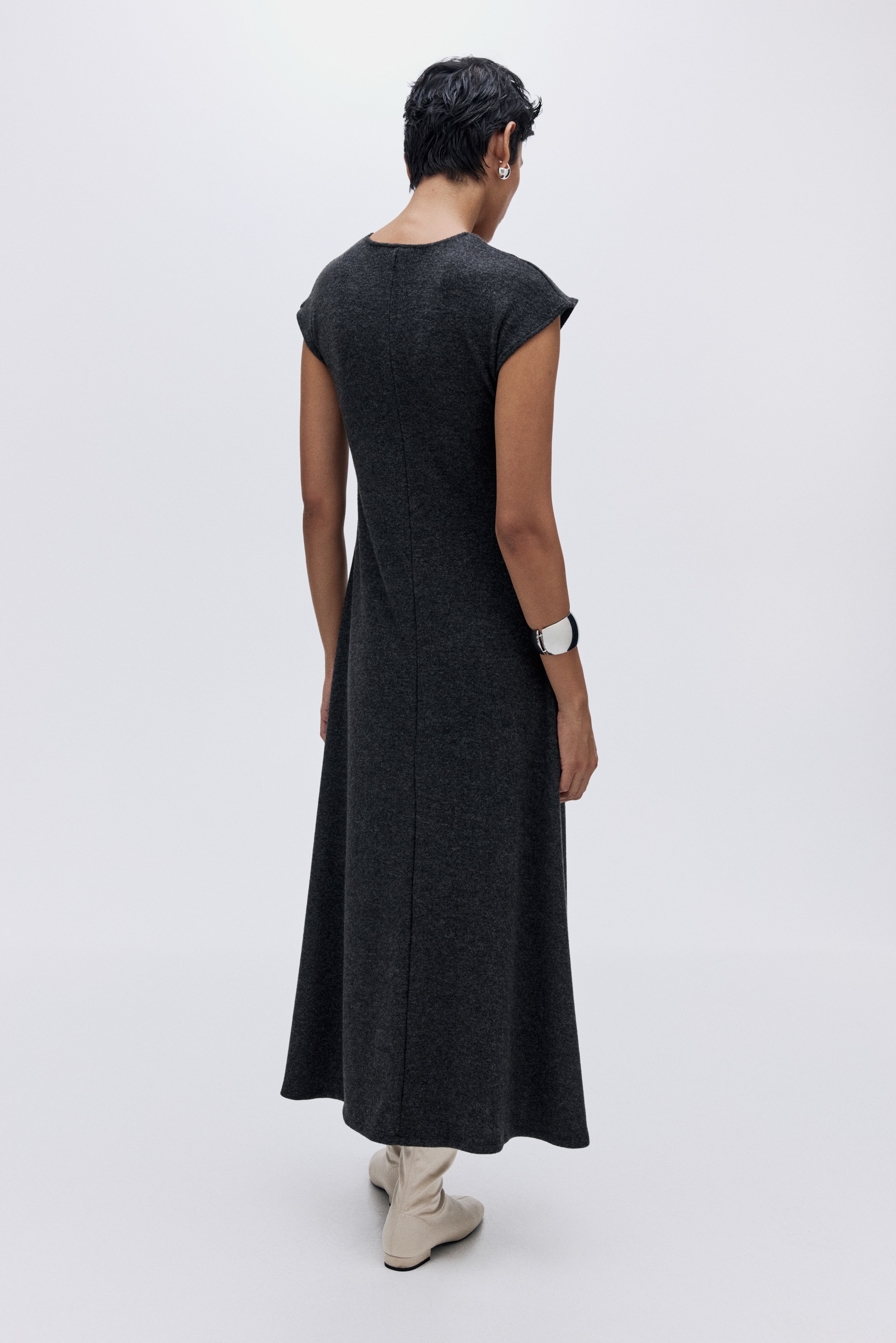 knee length navy dress Allure One Shoulder Knee Length Dress Navy main image 0