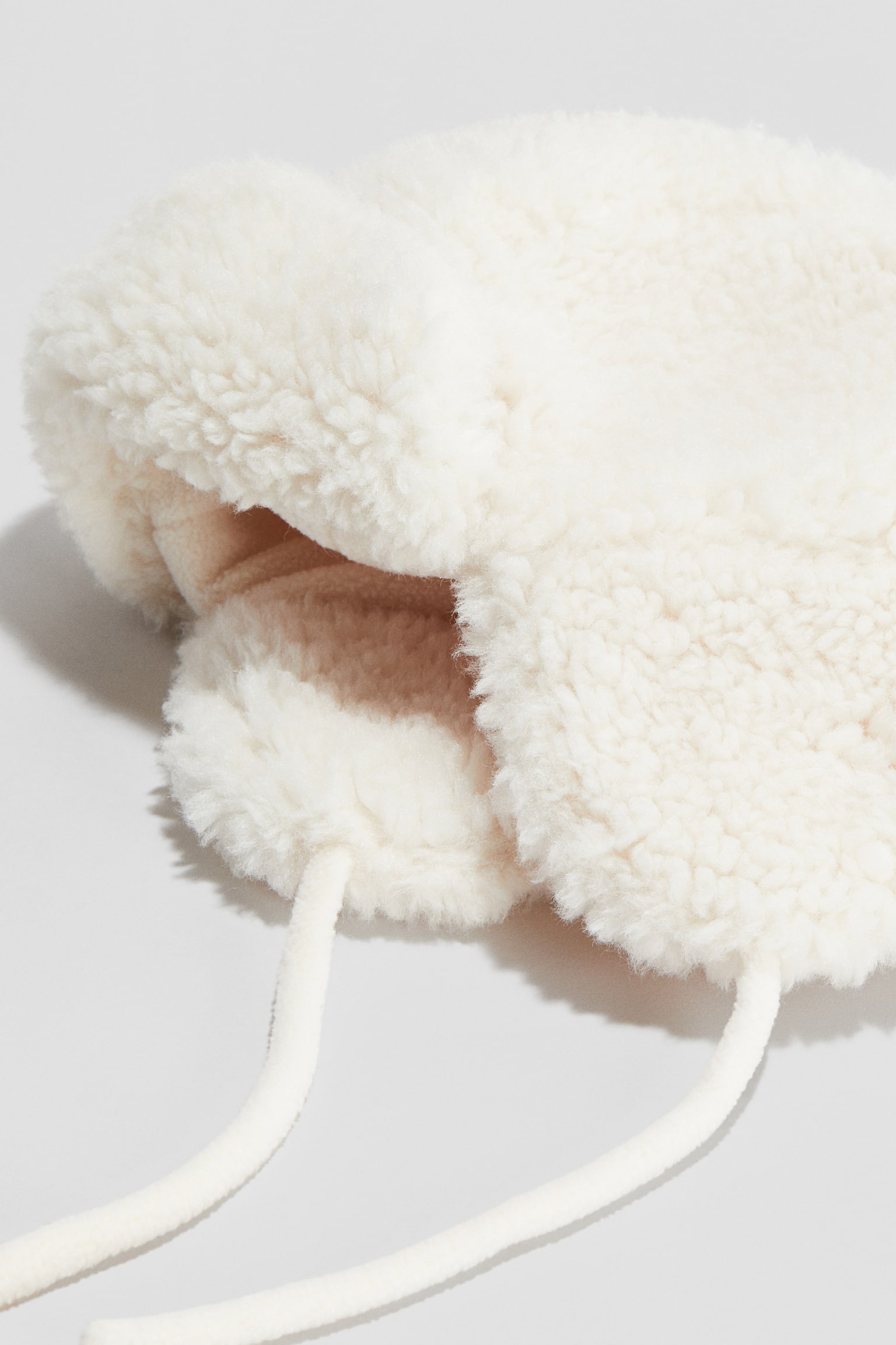 Lined teddy trapper hat - Cream - 2