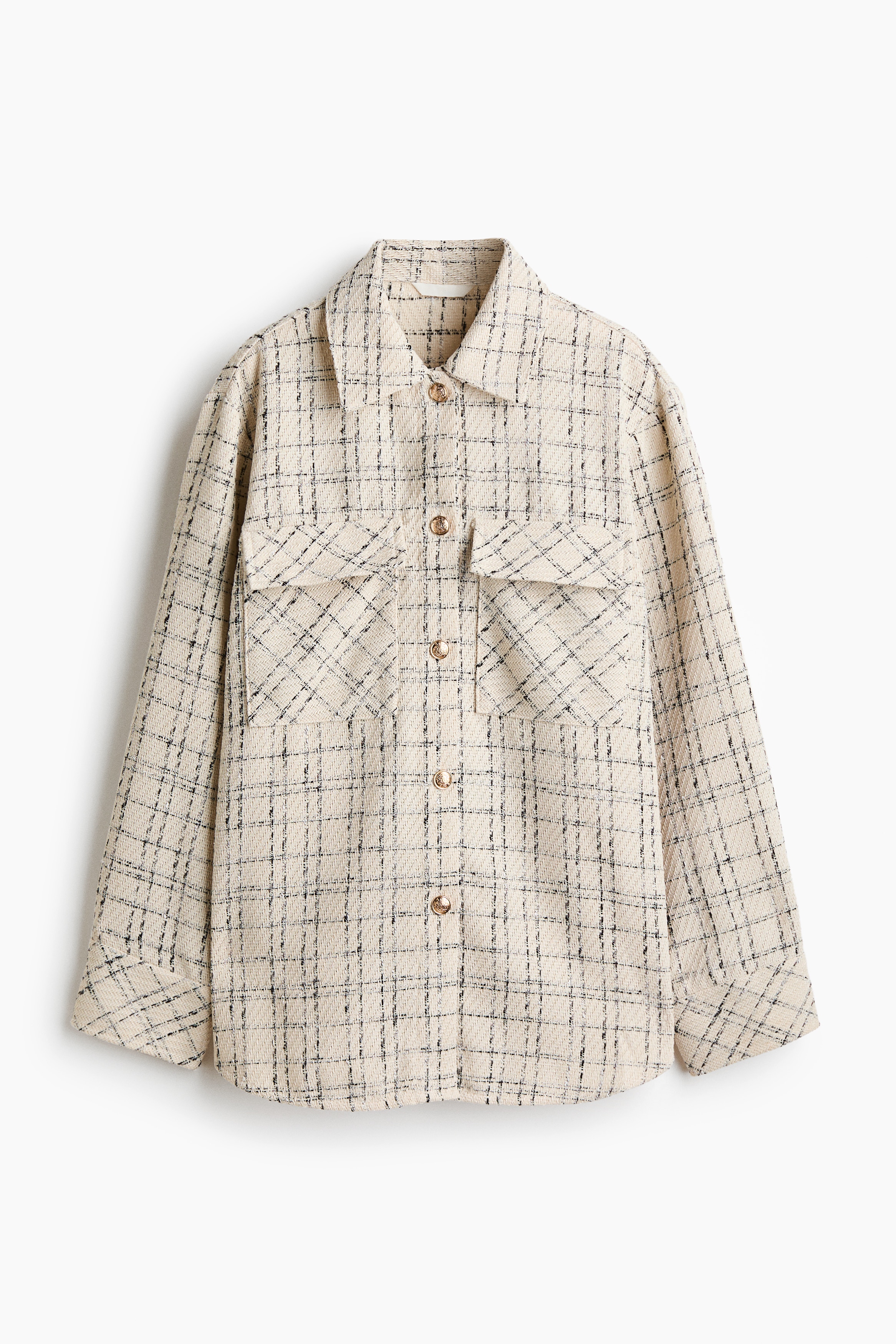 Overshirt bouclé - Beige chiaro/quadri/Azzurro