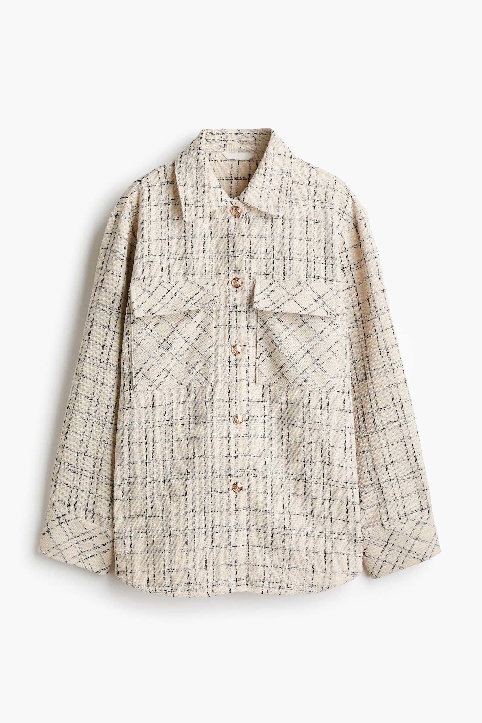 Overshirt bouclé - Beige chiaro/quadri/Azzurro - 1