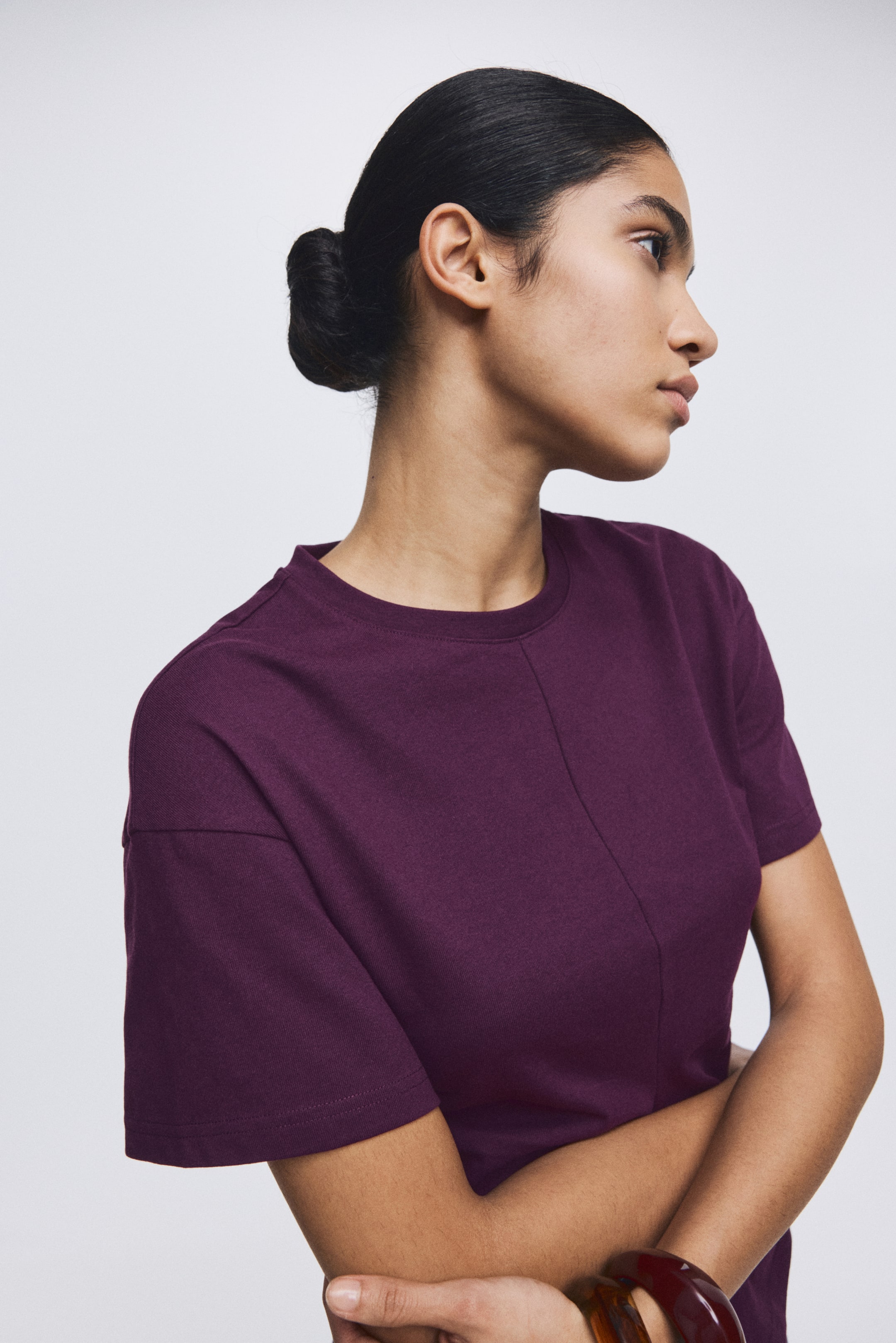 View larger image: T-Shirt with Defined Waist - Dark purple - Ladies | H&M PH 1