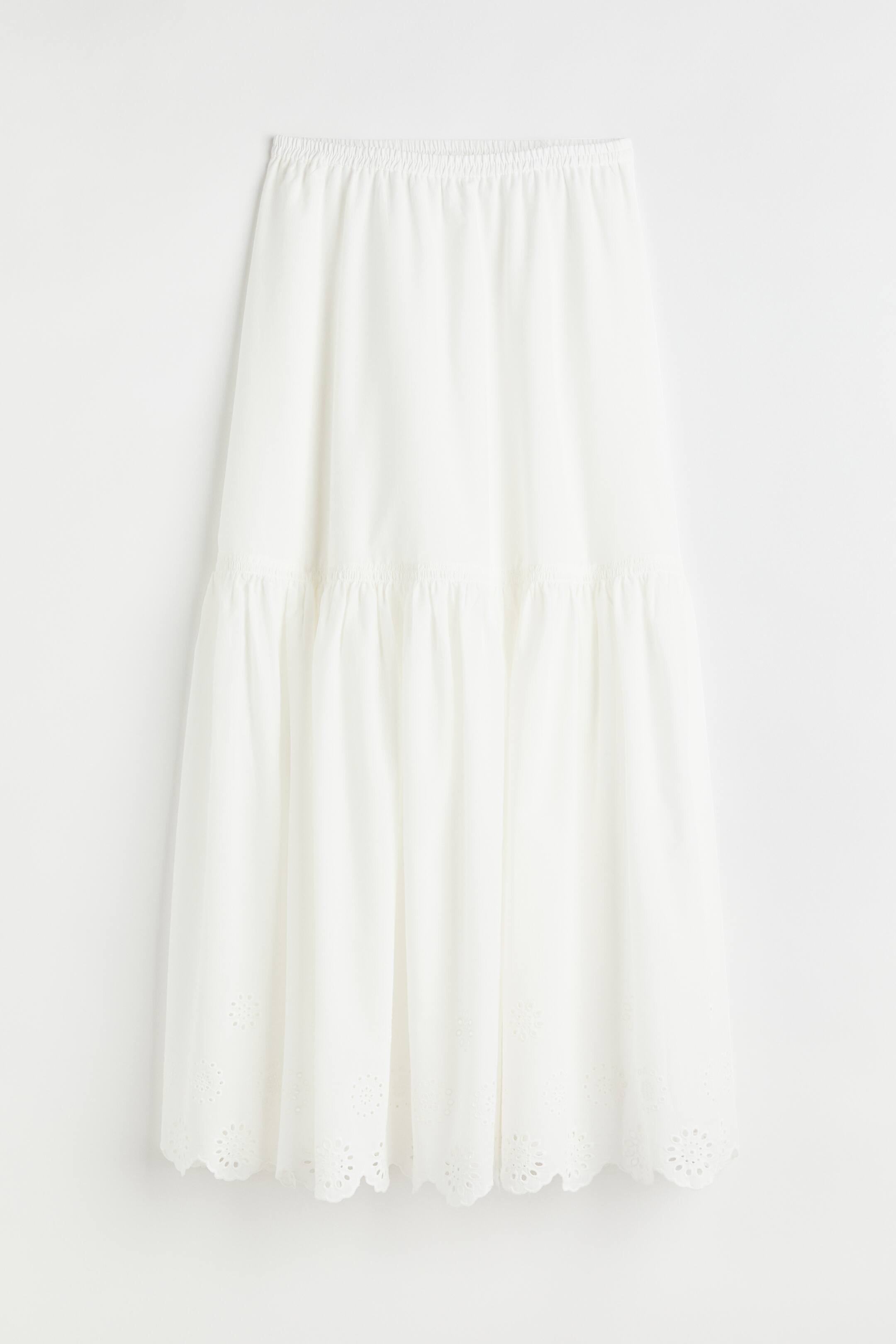 View larger image: Cotton skirt with broderie anglaise - White - Ladies | H&M 1