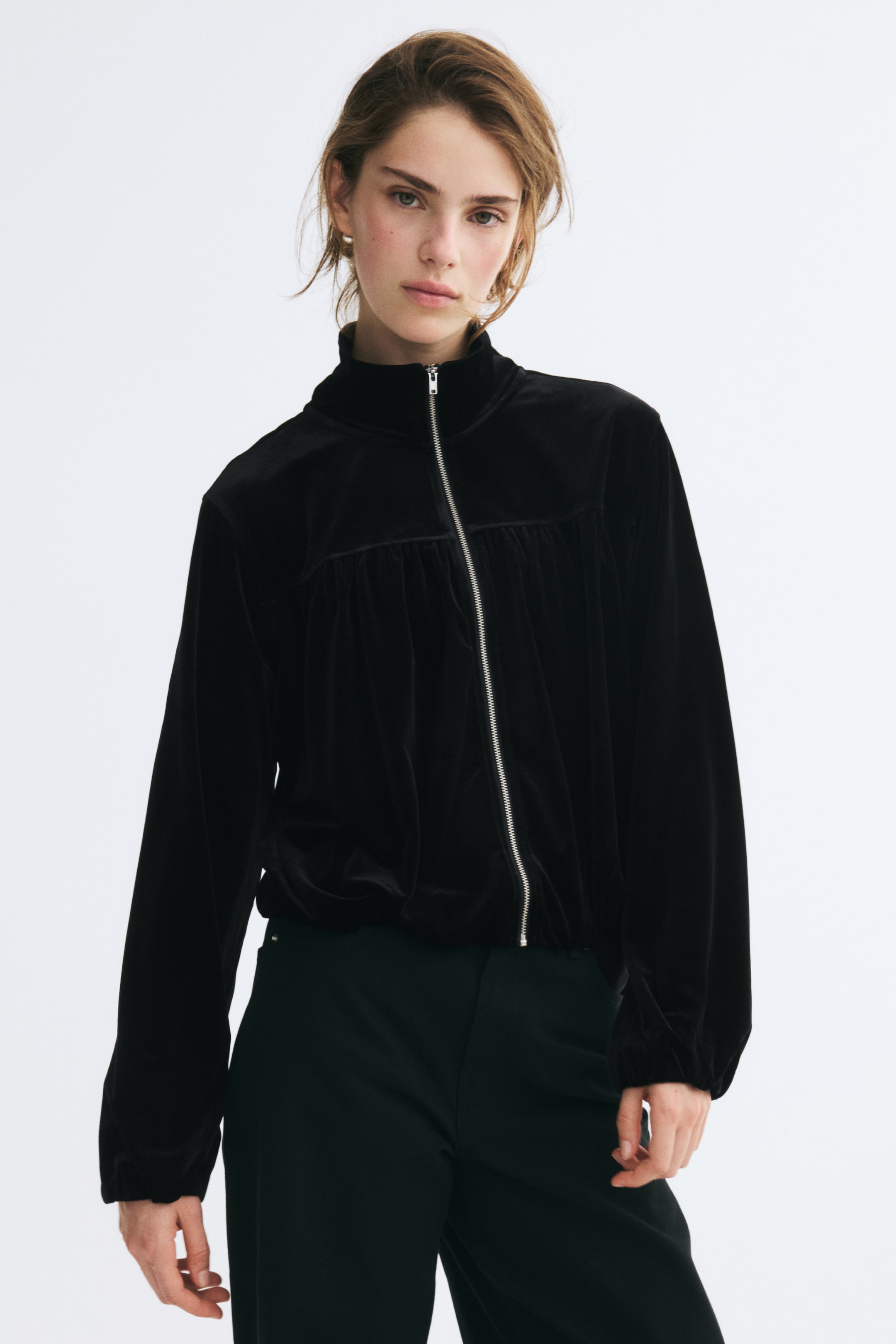 Velour Jacket with Zipper