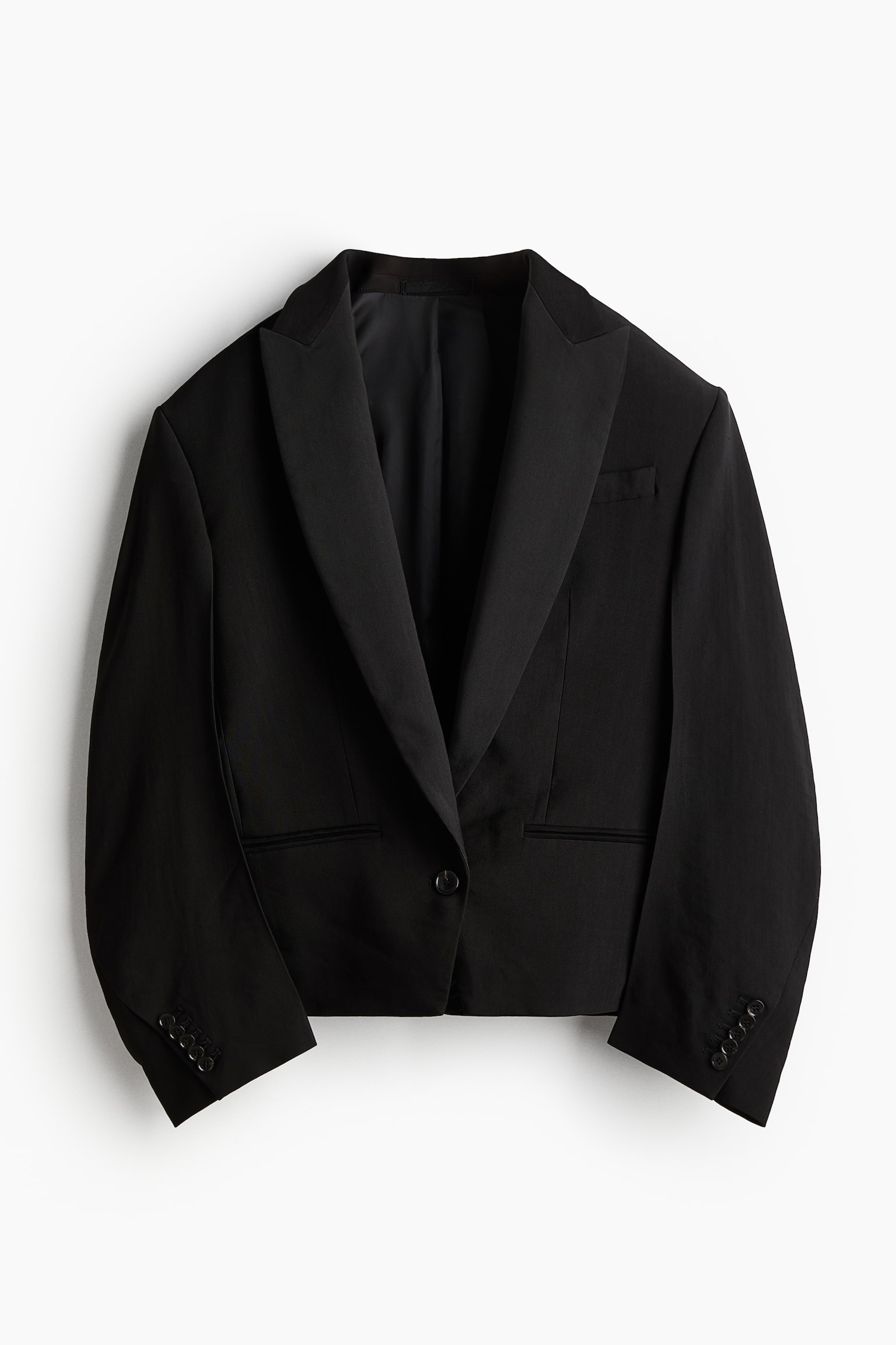 Oversized linen-blend blazer - Black - 2