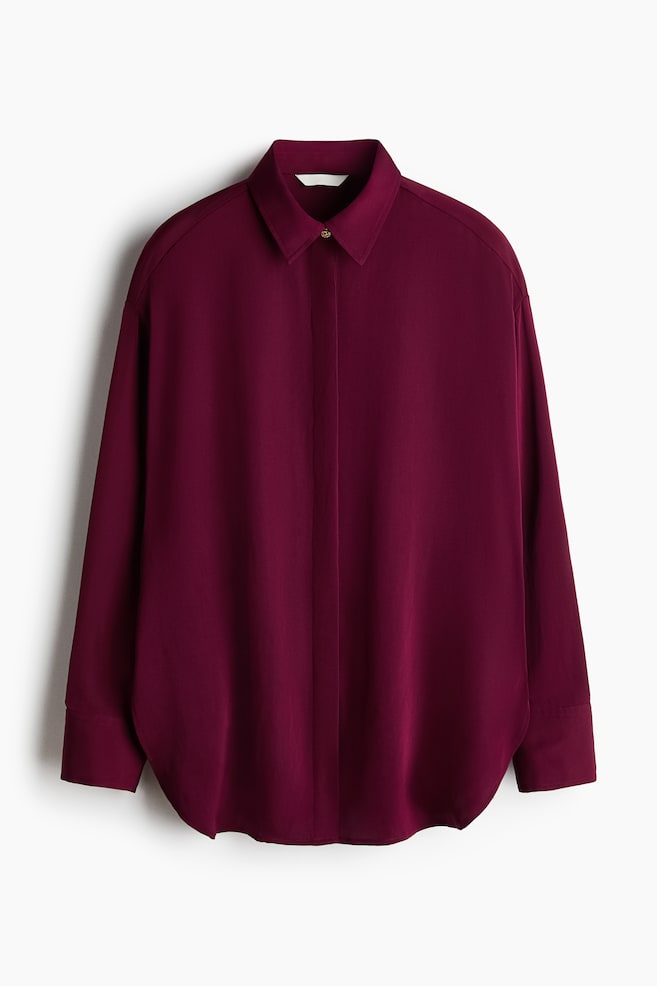 Camisa oversize - Vermelho escuro/Azul marinho - 1