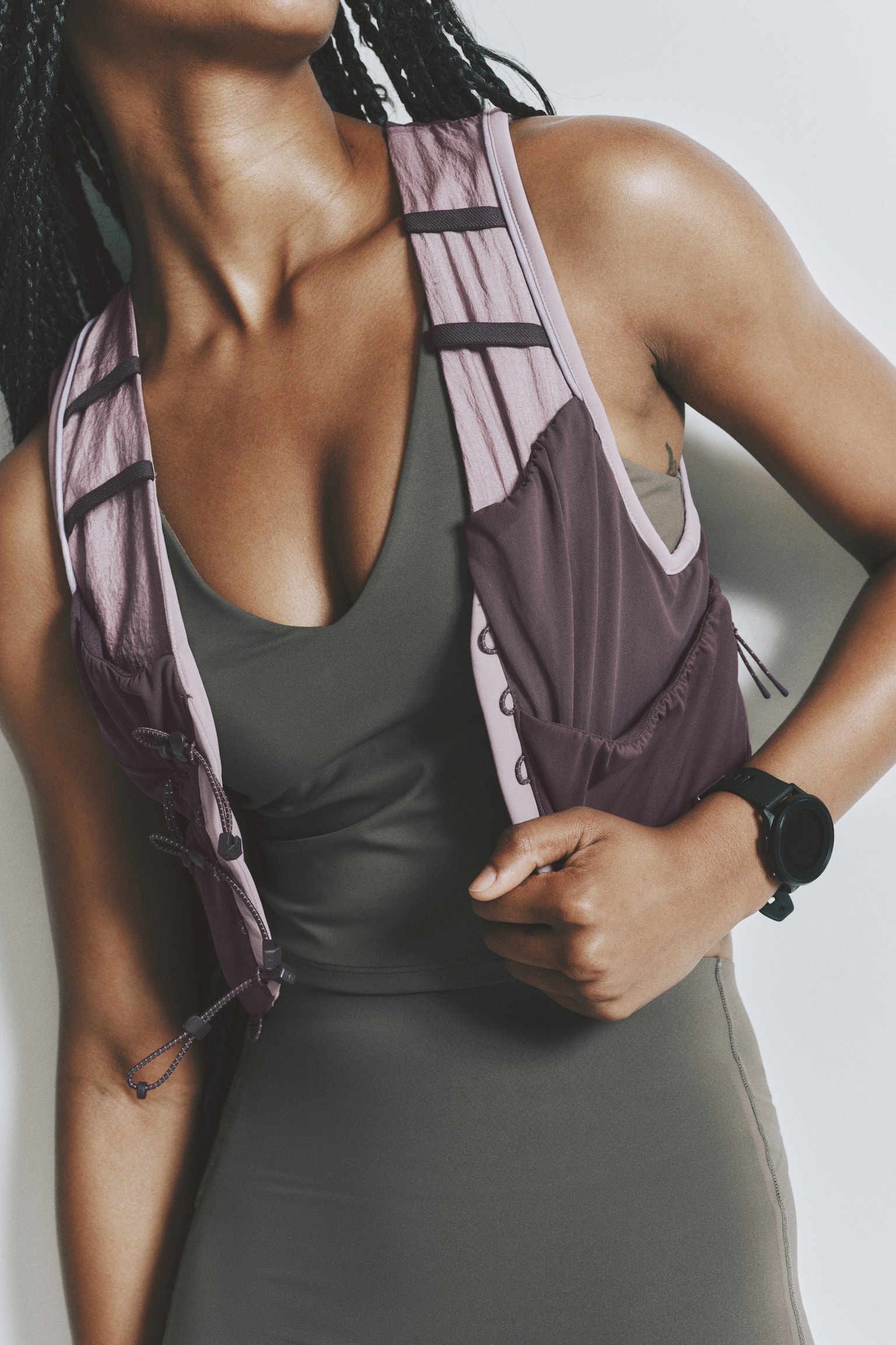 Lightweight running vest - Dark heather/Colour block/Black/Powder pink - 1