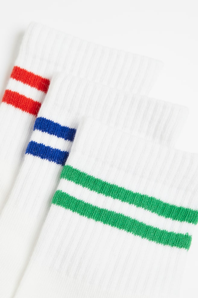 5-pack socks - White/Striped/Blue/White/Red/Green/White - 2