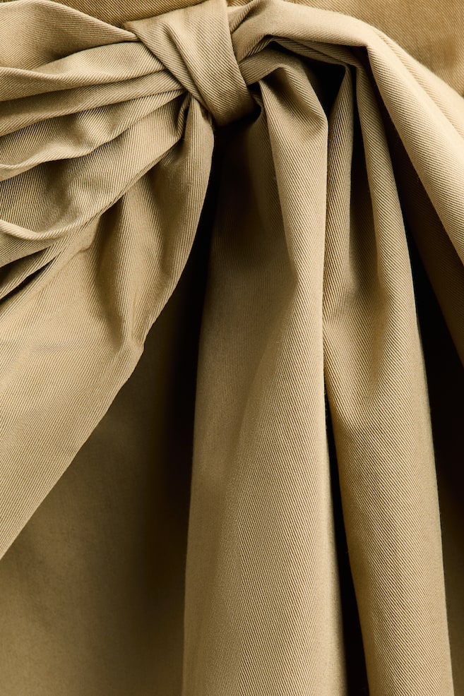 Tie-Detail Twill Skirt - Beige - 2