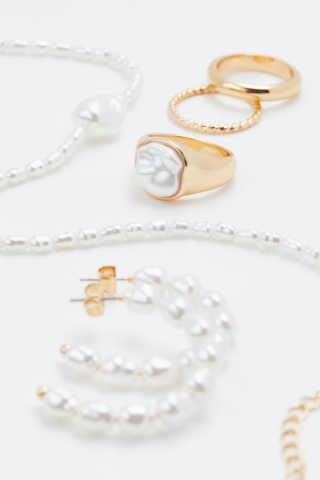 Jewellery set - Gold-coloured/White - 3
