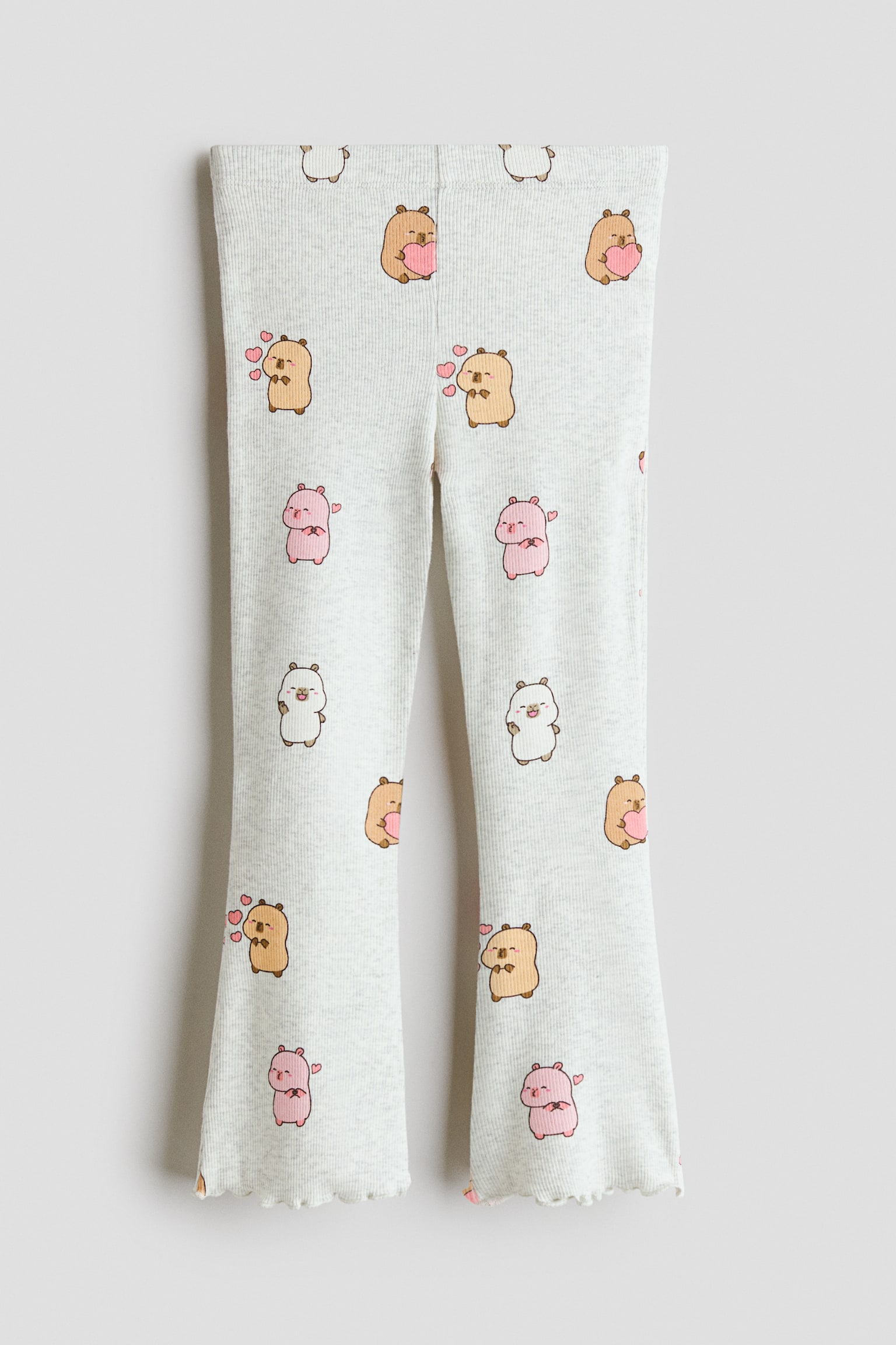 Printed cotton leggings - Light grey marl/CapyFun
