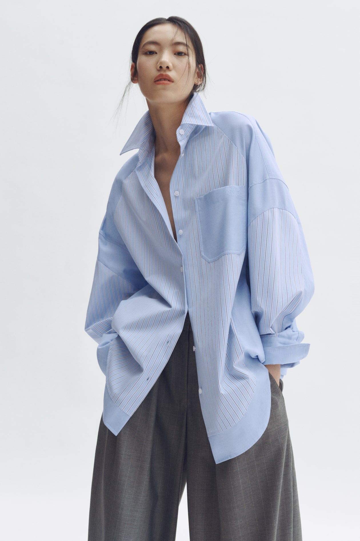 Oversized Paneled Poplin Shirt - image 5