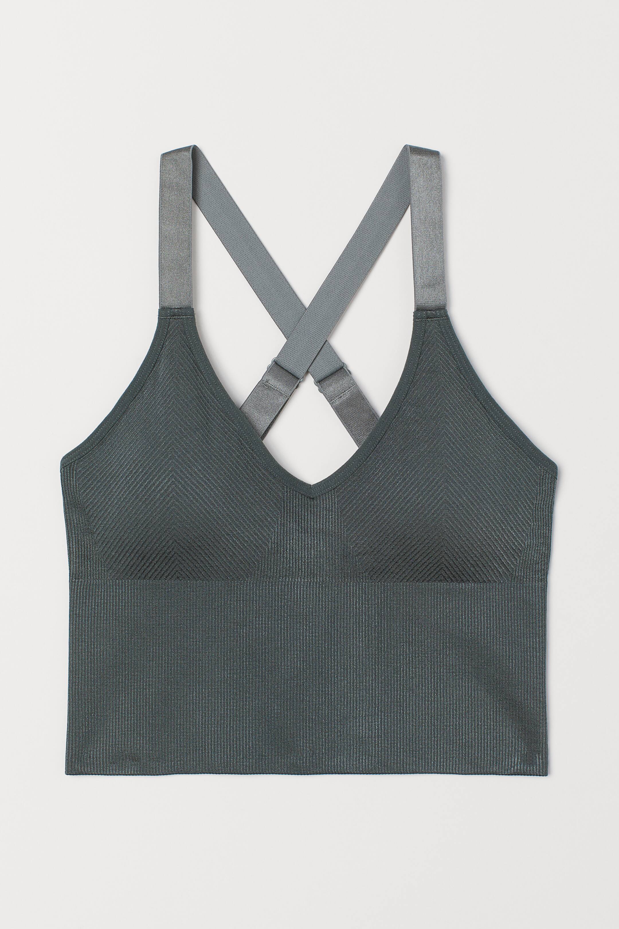 View larger image: Seamless sports bralette - Dark green - Ladies | H&M 1