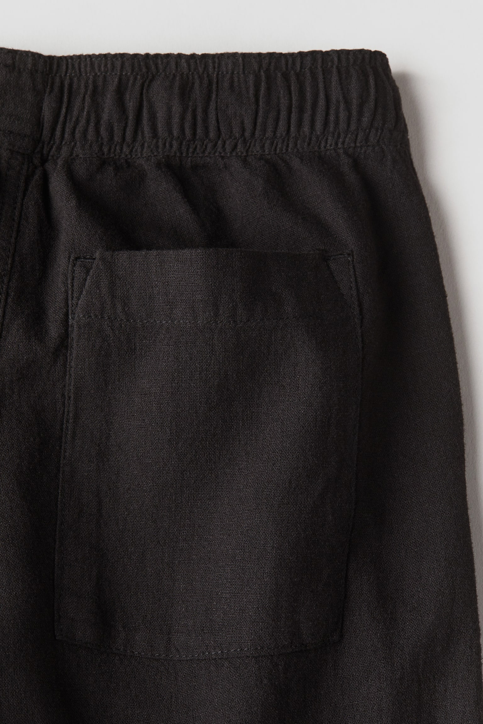 Linen Blend Joggers - Black/Natural white/Ecru - 2