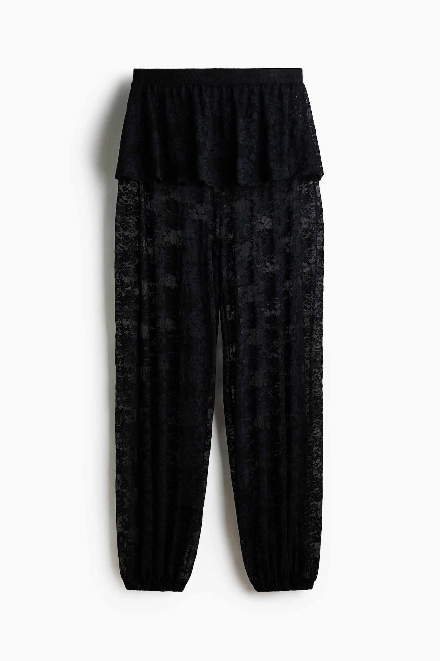 Женские брюки H&M Lace Pants with Layered, цвет: Чёрный — фото 1