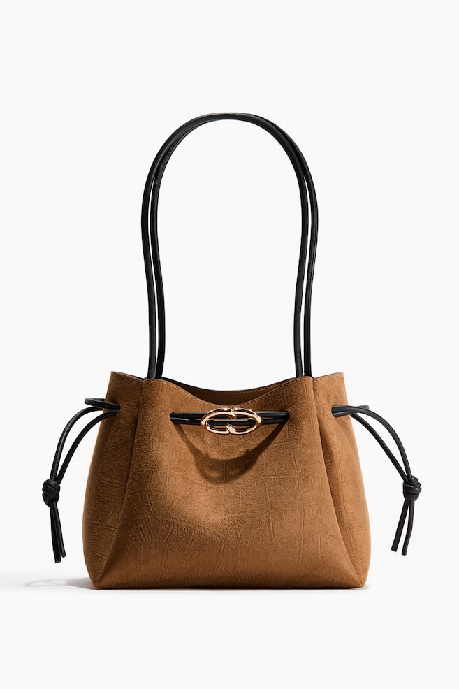 Drawstring-detail shoulder bag - Brown/Dark brown - 1
