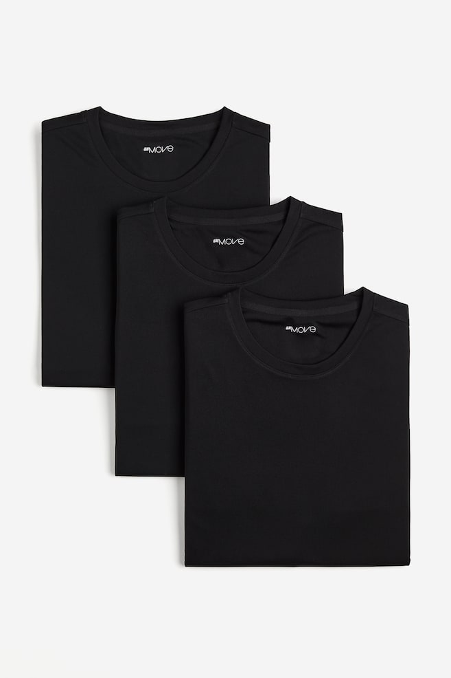3-pack DryMove™ sports T-shirts - Black/White/Dark grey/Black/Brown/Light greige/Black - 1