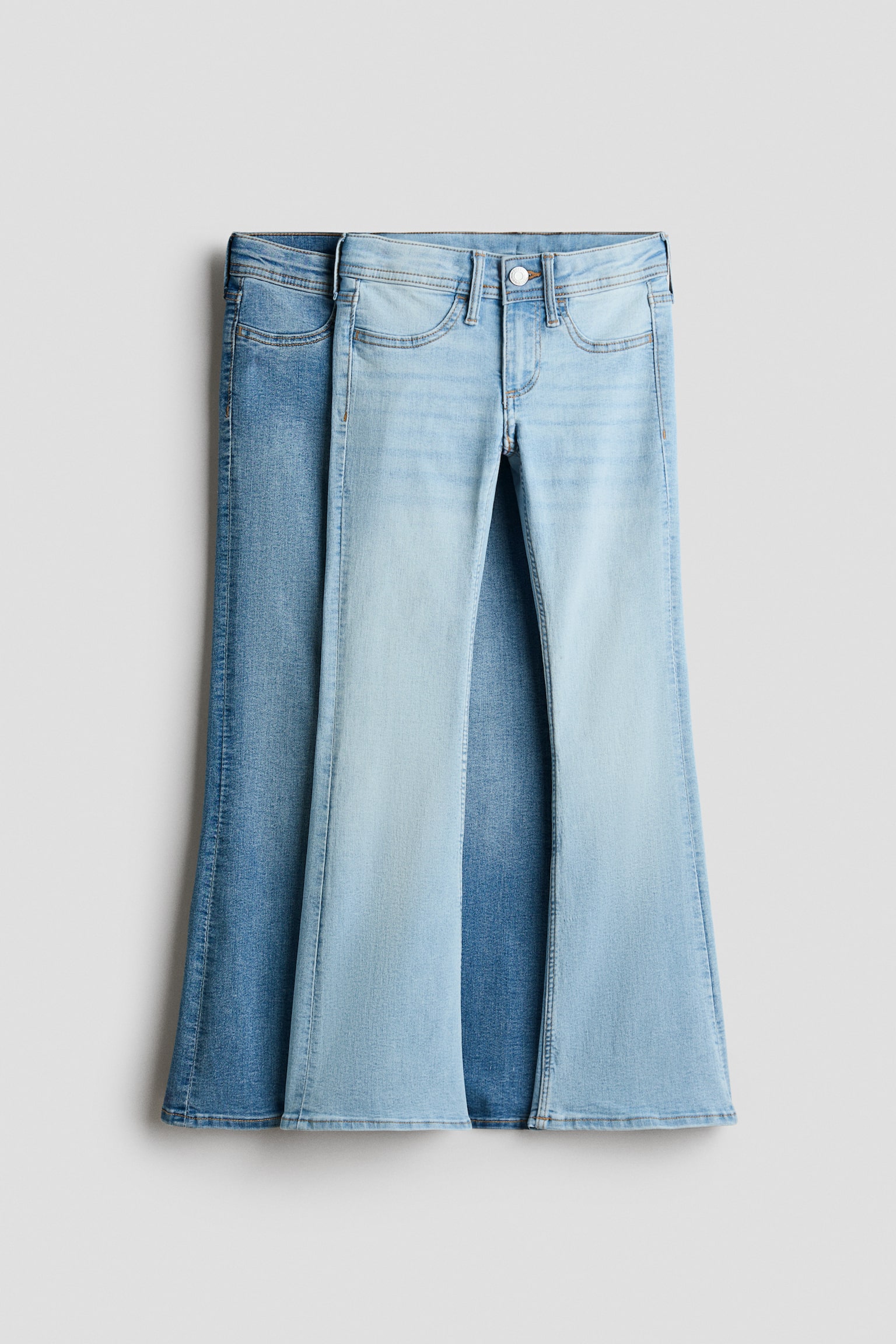 2-pack Flared Leg Low Jeans - Light denim blue/denim blue/Denim gray/denim blue/Denim blue/denim black