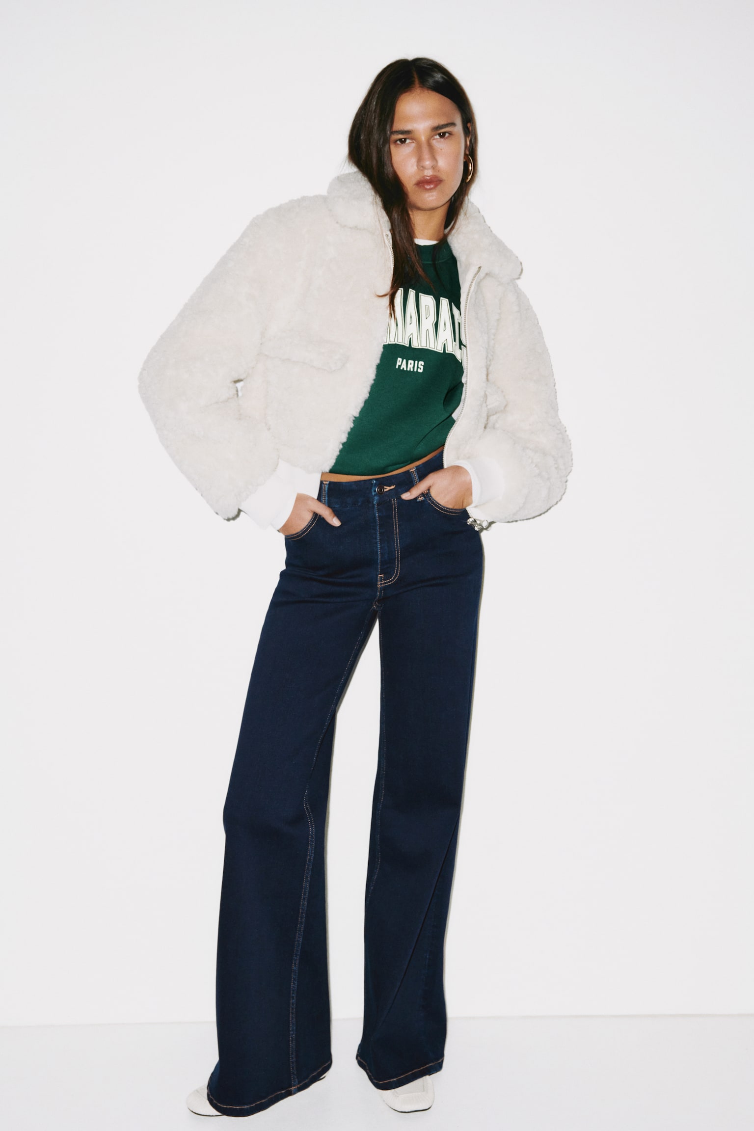Женские джинсы H&M Wide High, цвет: Тёмный синий — фото 2