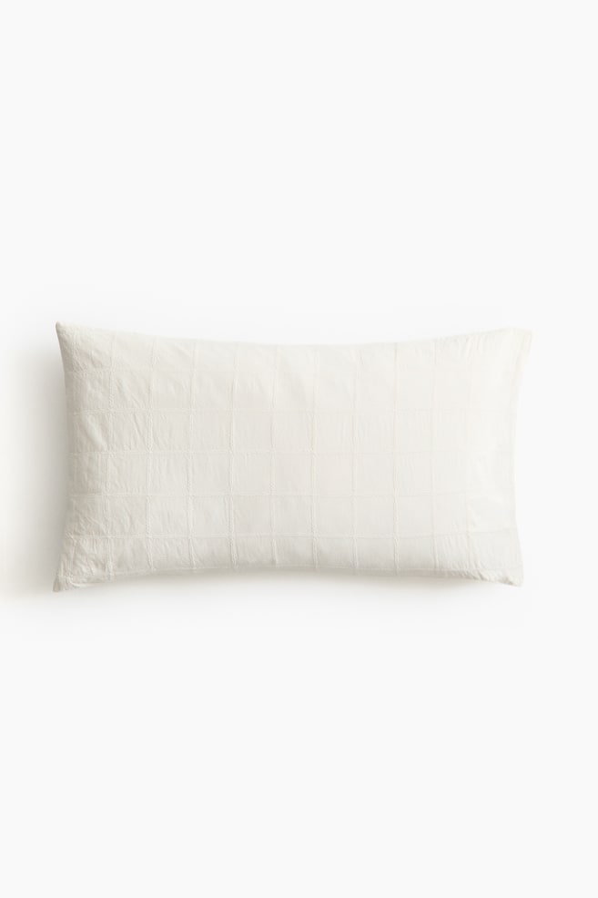 Embroidered Cotton Pillowcase - Ivory - 1
