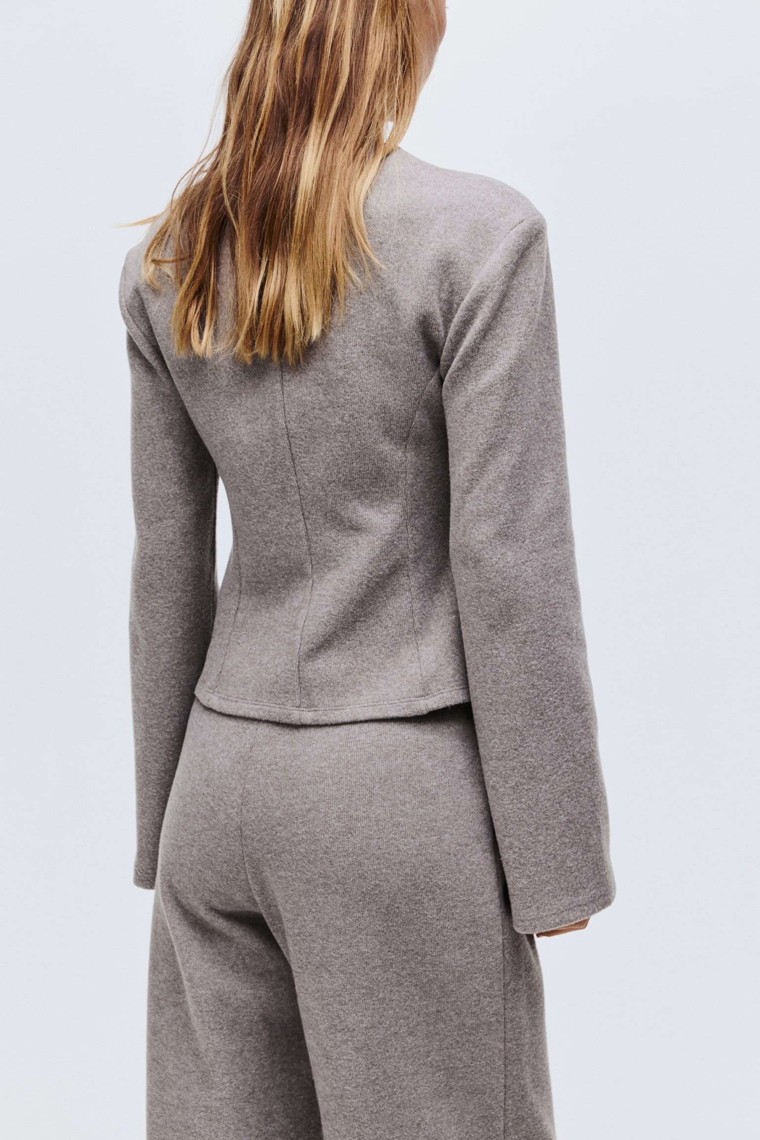 Pantalón en tejido fino - Greige jaspeado/Gris jaspeado oscuro - 3