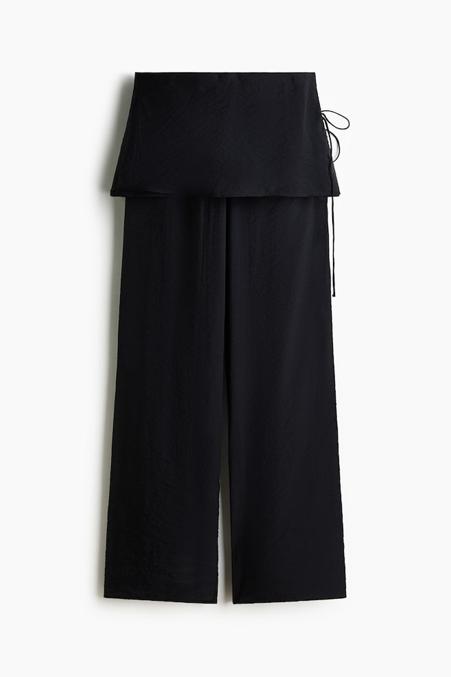 Skirt-layered trousers - Black/Dark brown - 1