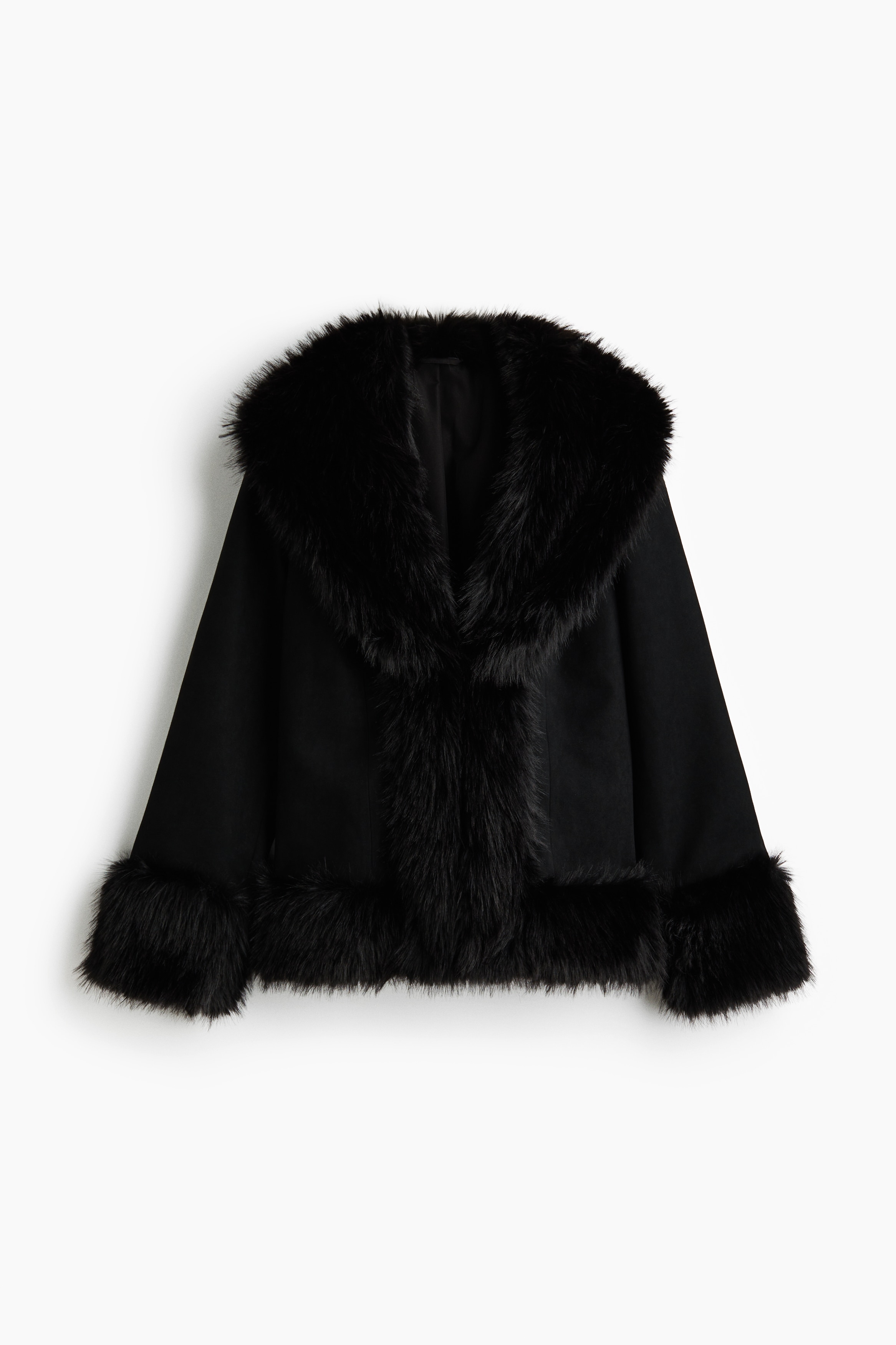 H & M - Jacke mit flauschigen Abschlüssen - Schwarz - Damen