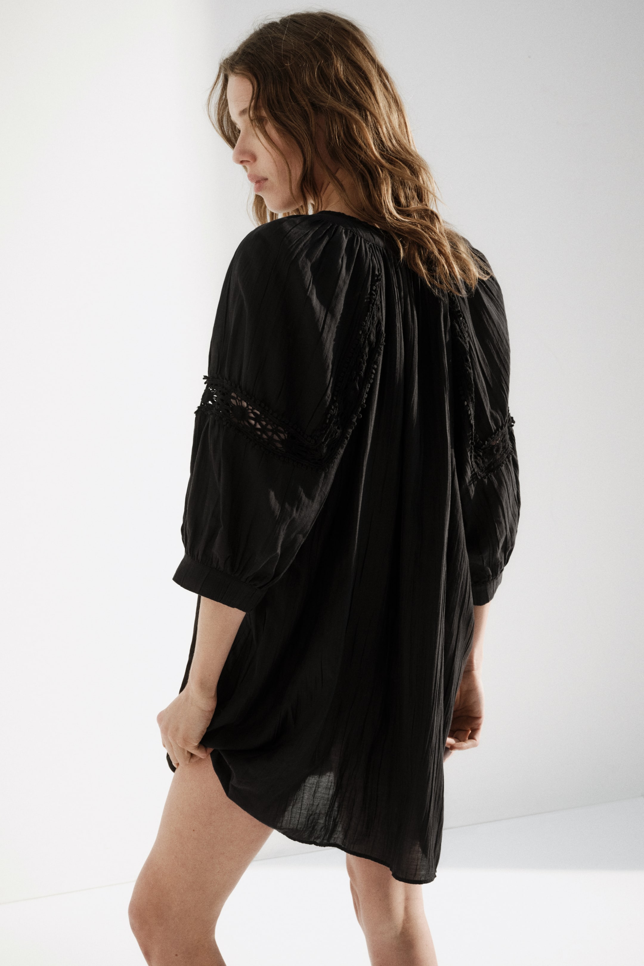 Lace-Inset Tunic Dress