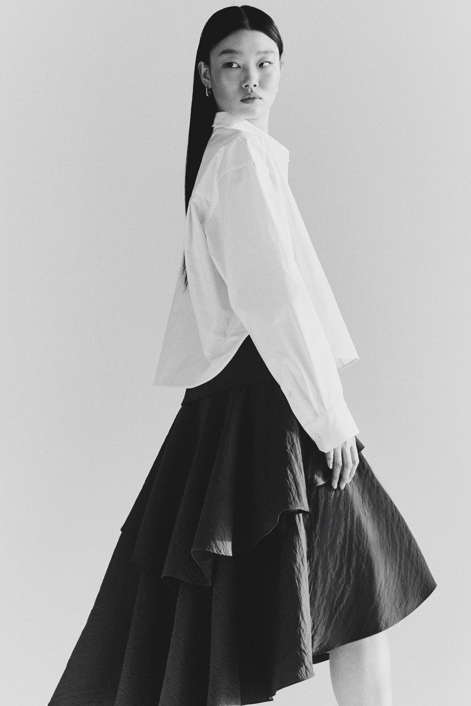 Asymmetric tiered skirt-Burgundy - 5