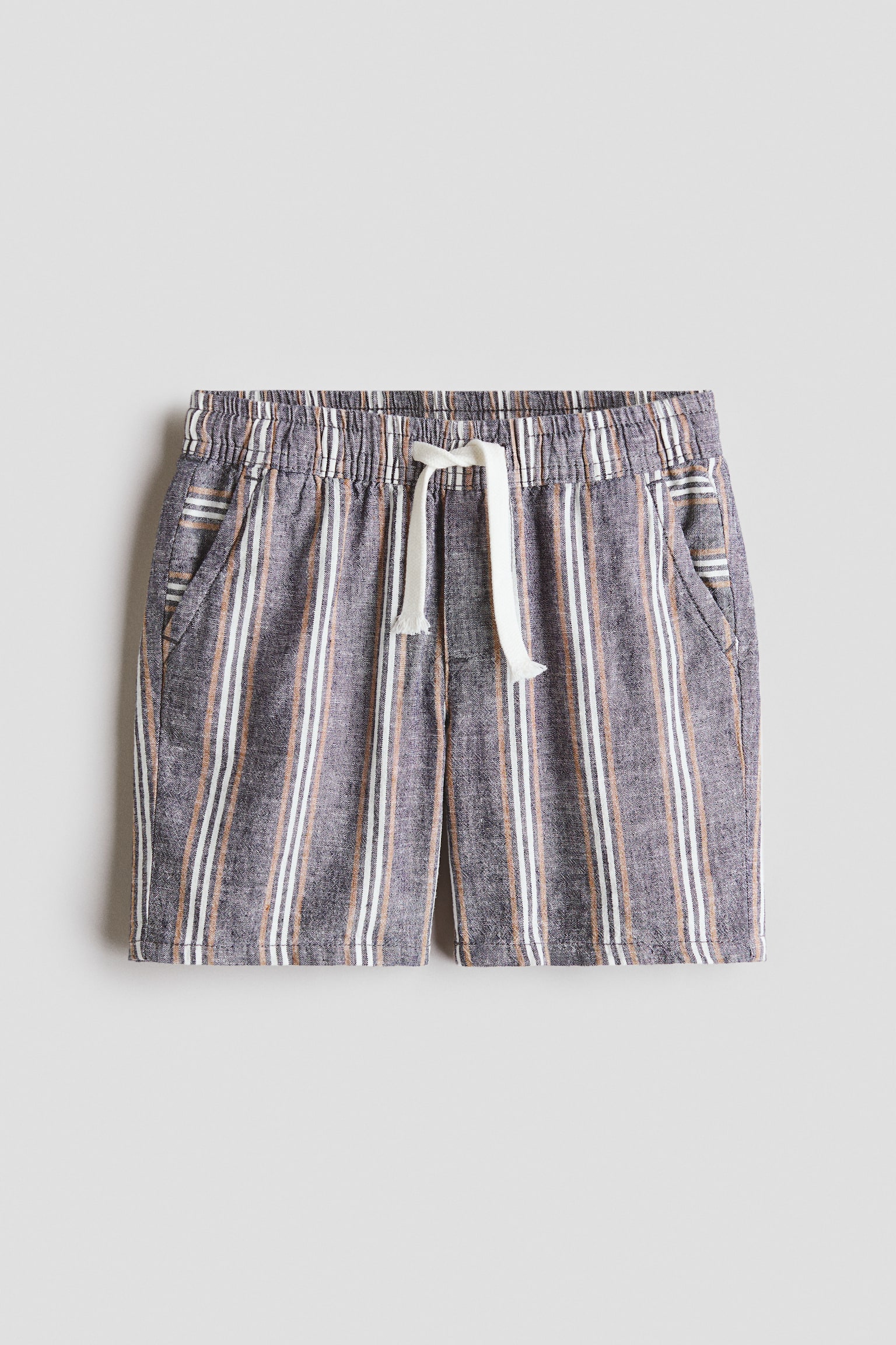 Linen-Blend Shorts - Dark blue/taupe striped/Light taupe/dinosaurs/Dark red/Brown