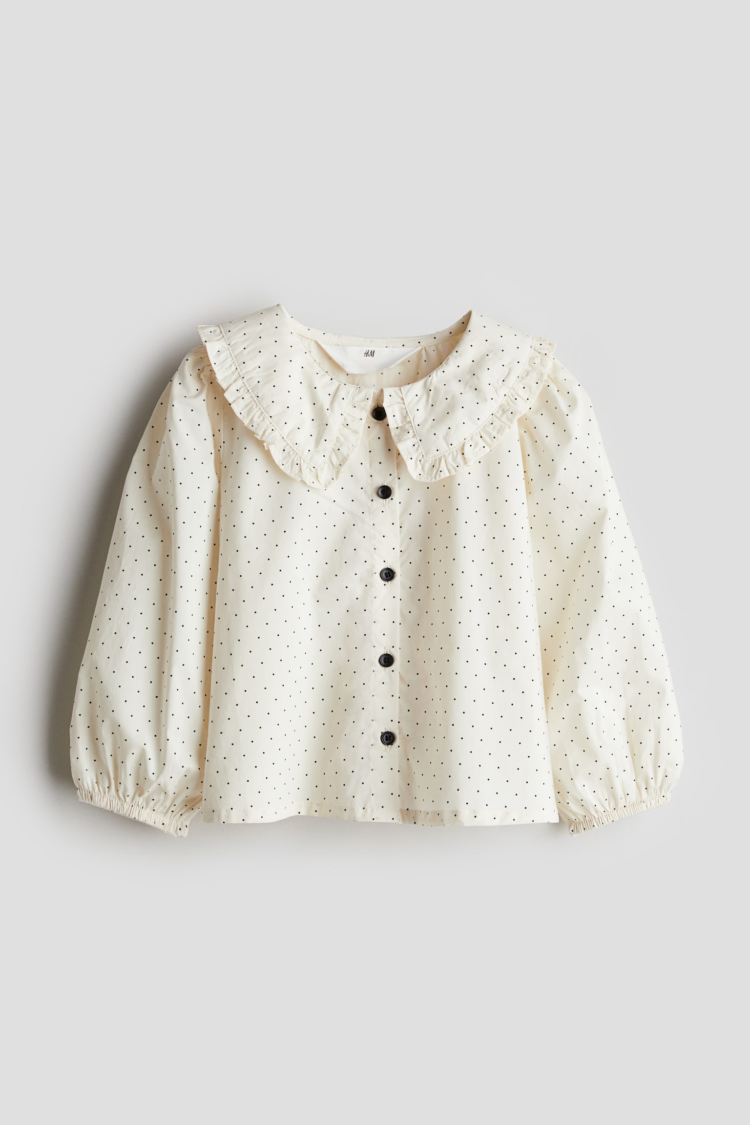 Collared cotton blouse - Cream/Spotted - 1