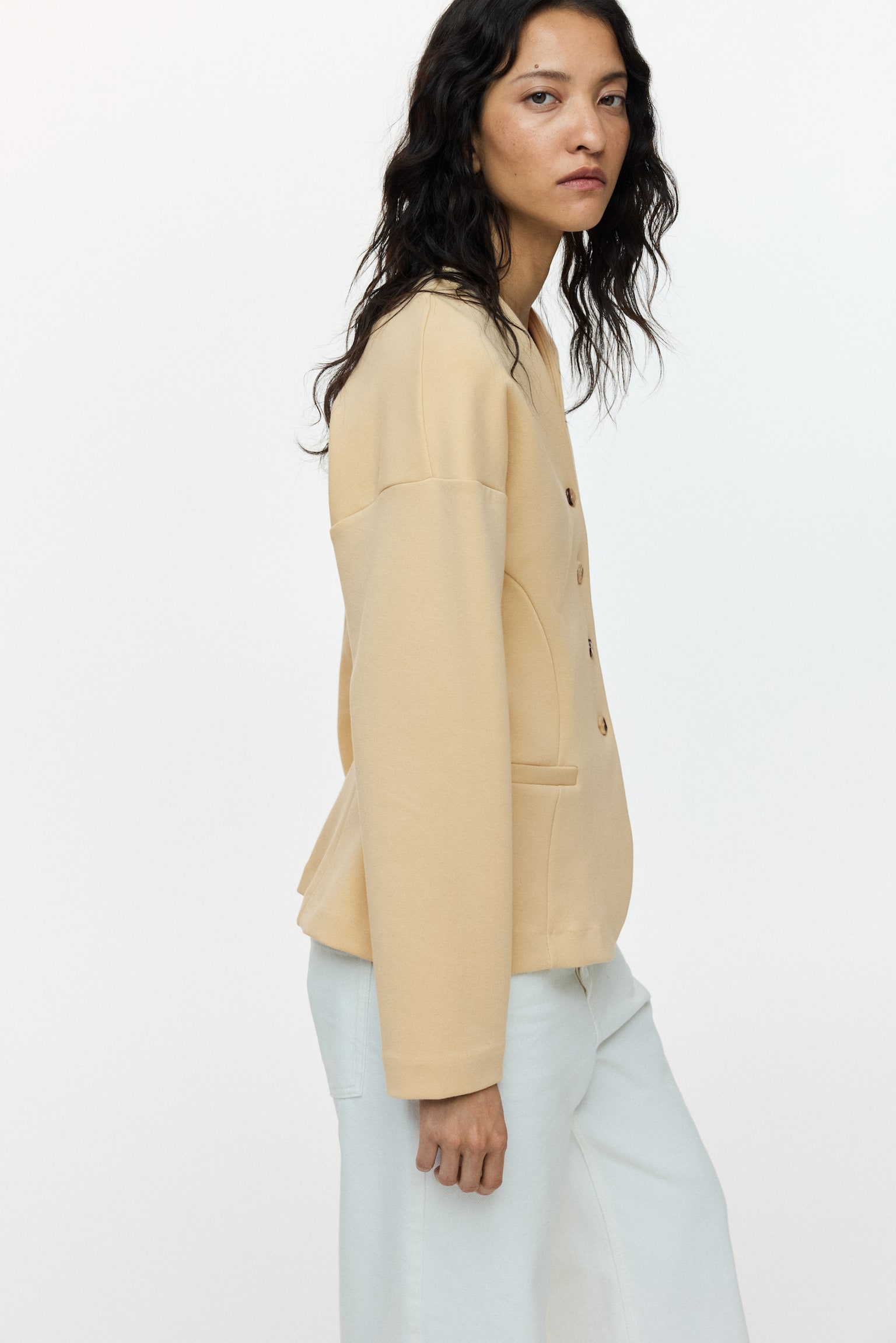 Blazer i jersey - Beige/Sort/Brun - 6