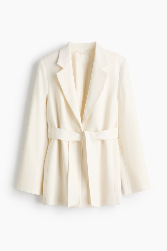 Женские пиджаки H&M Textured-Weave Tie-Belt Blazer