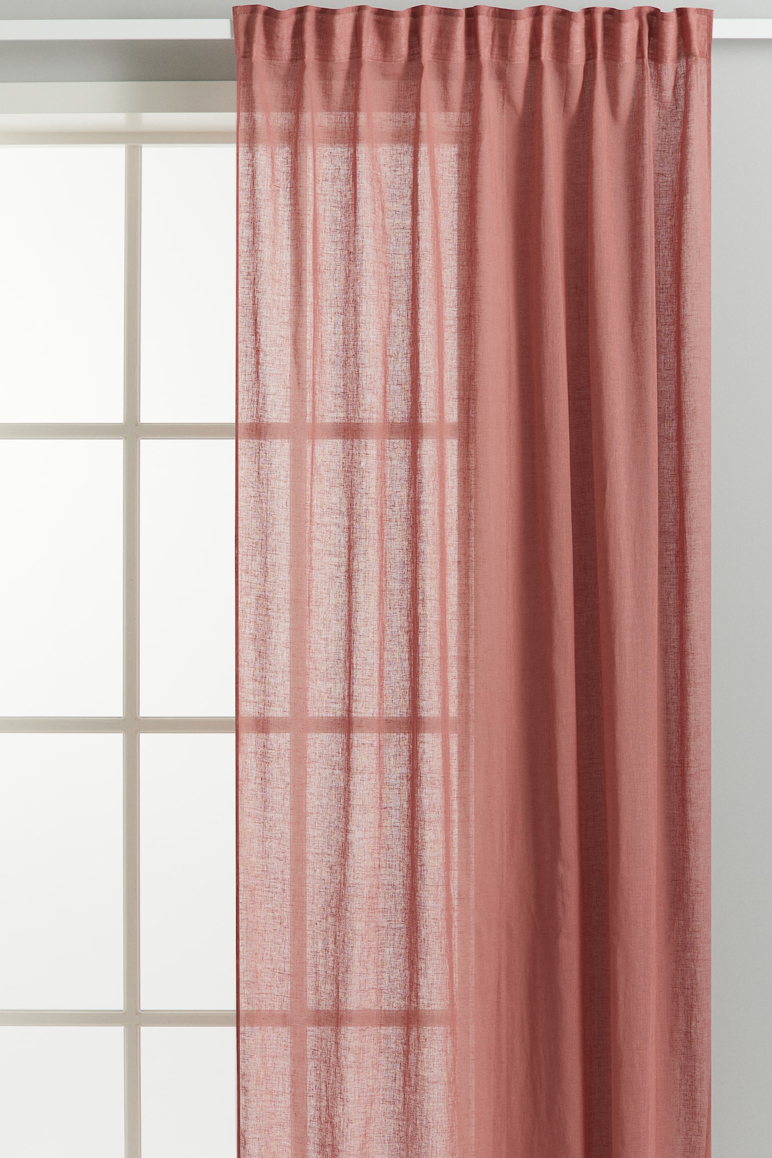 2-pack linen-blend curtains - Light brick red/White/Light greige/Light khaki green/Brown/Yellow - 1