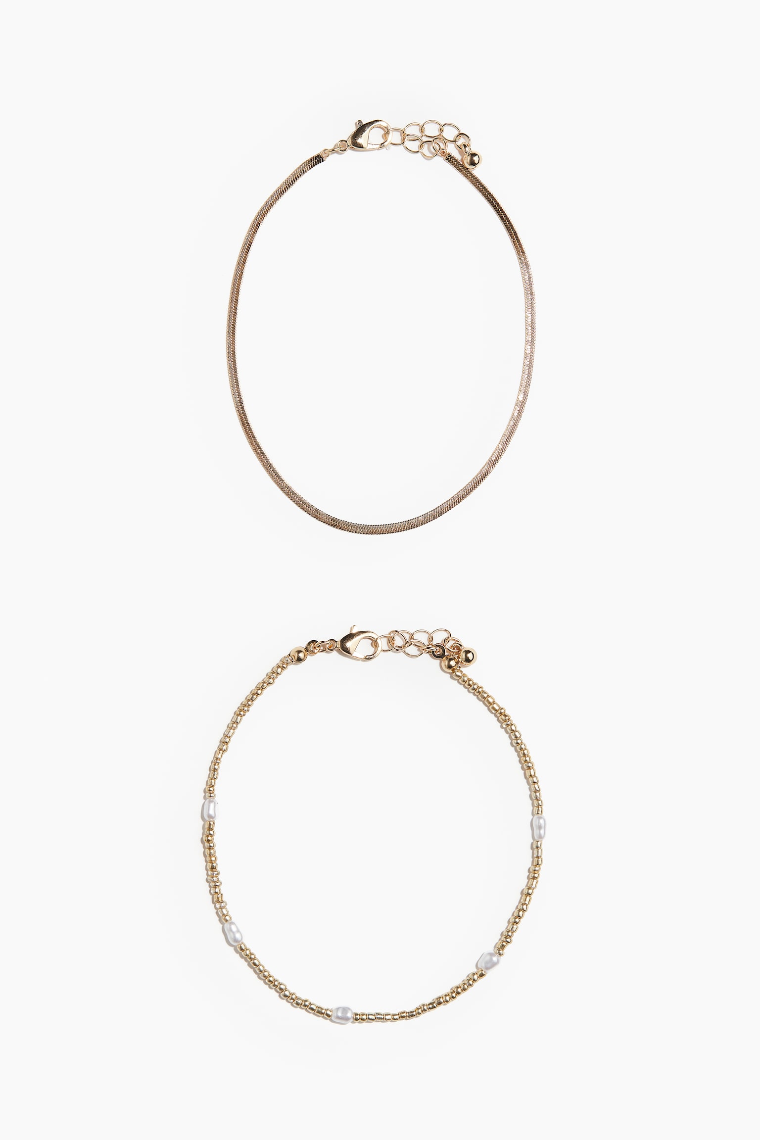 2-pack anklets - Gold-coloured/White - 1