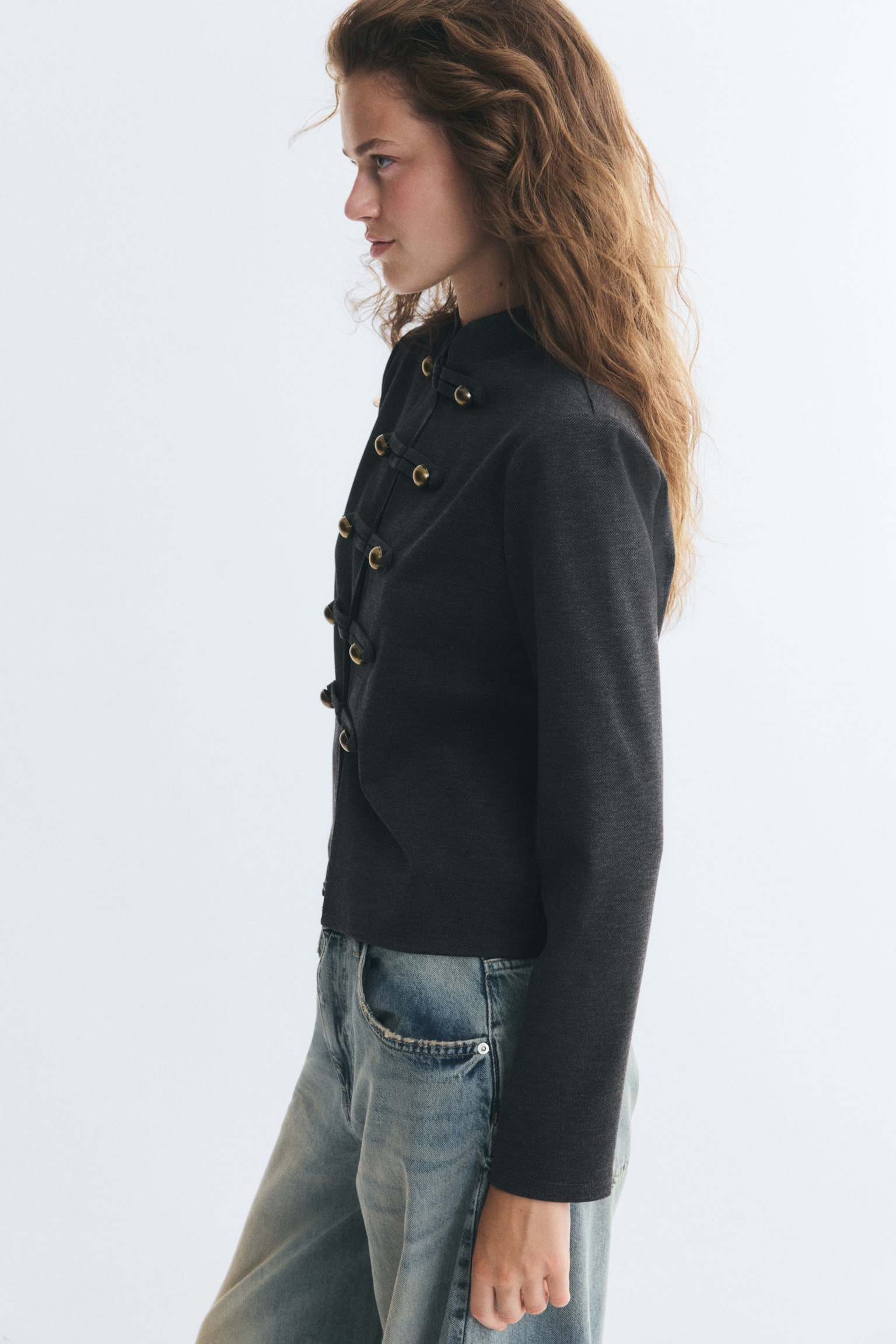 Женская куртка H&M Button-Detail Ponte, цвет: Тёмный серый — фото 6