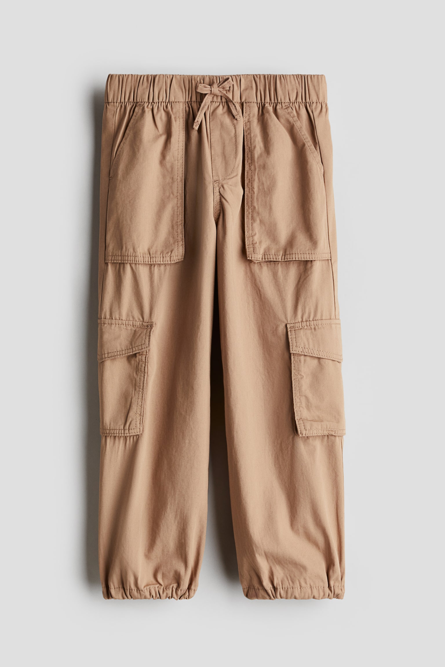 Cotton cargo joggers - Beige - 1