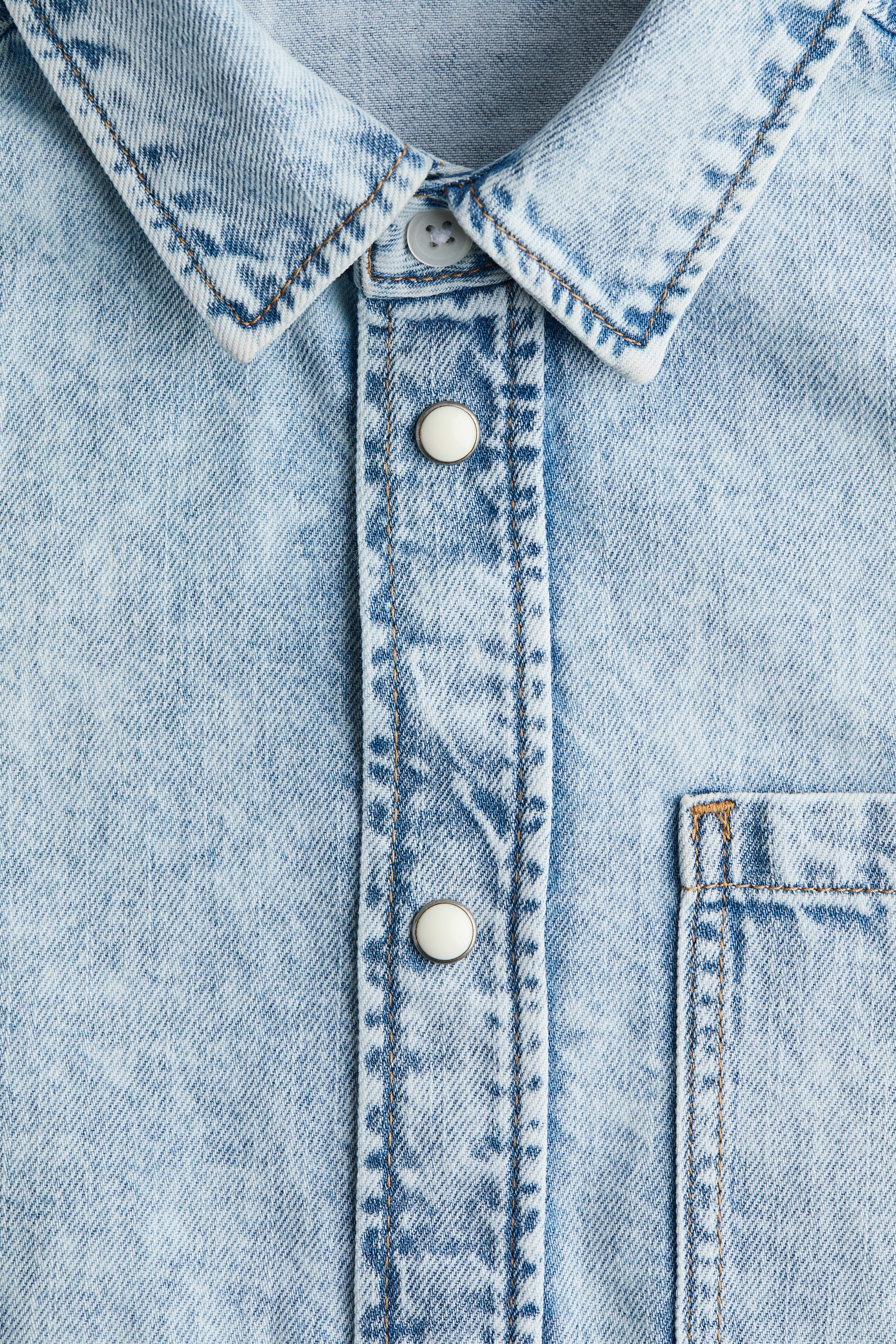 Short-Sleeved Denim Shirt