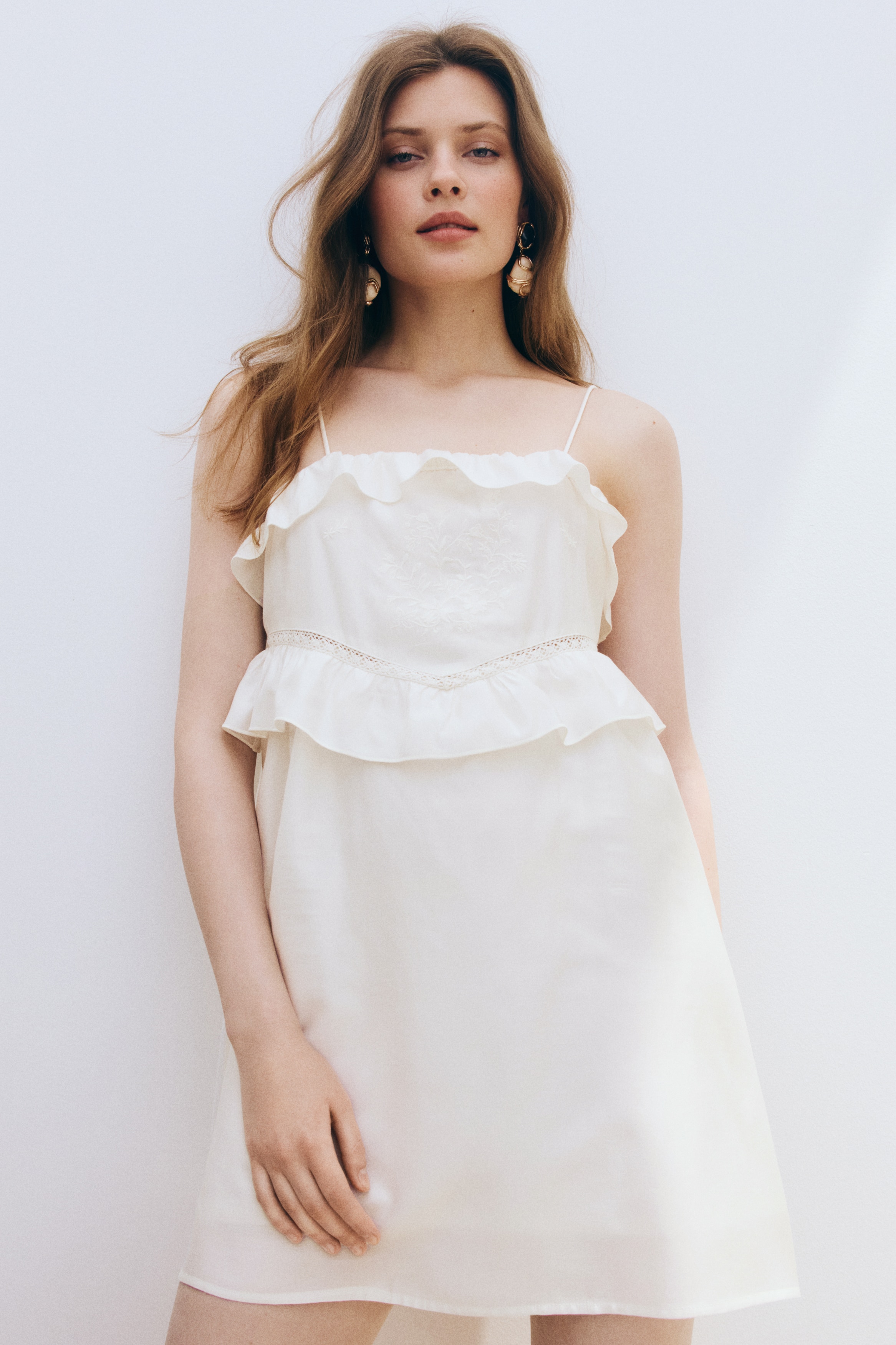 Ruffle-Trimmed Strappy Dress