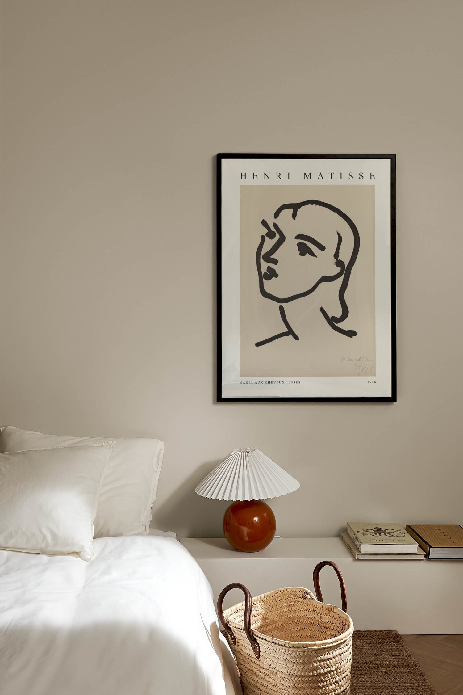 Nadia Aux Cheveux Lisses Plakat - Beige/blå