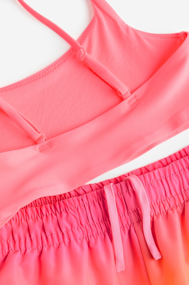 3-piece bikini and shorts set - Bright pink/Ombre/Orange/Floral - 2