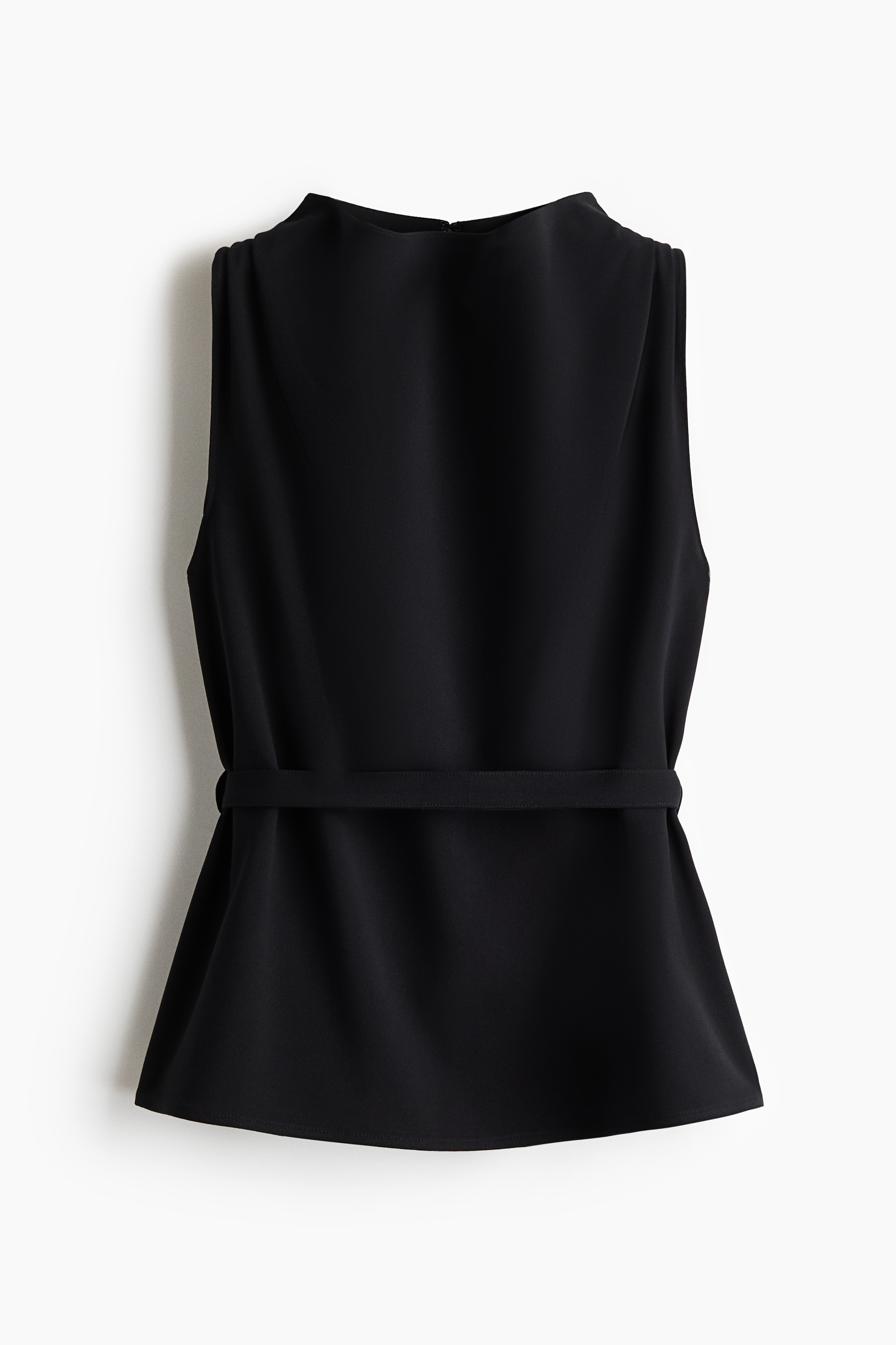 ノースリーブベルテッドトップス - ブラック