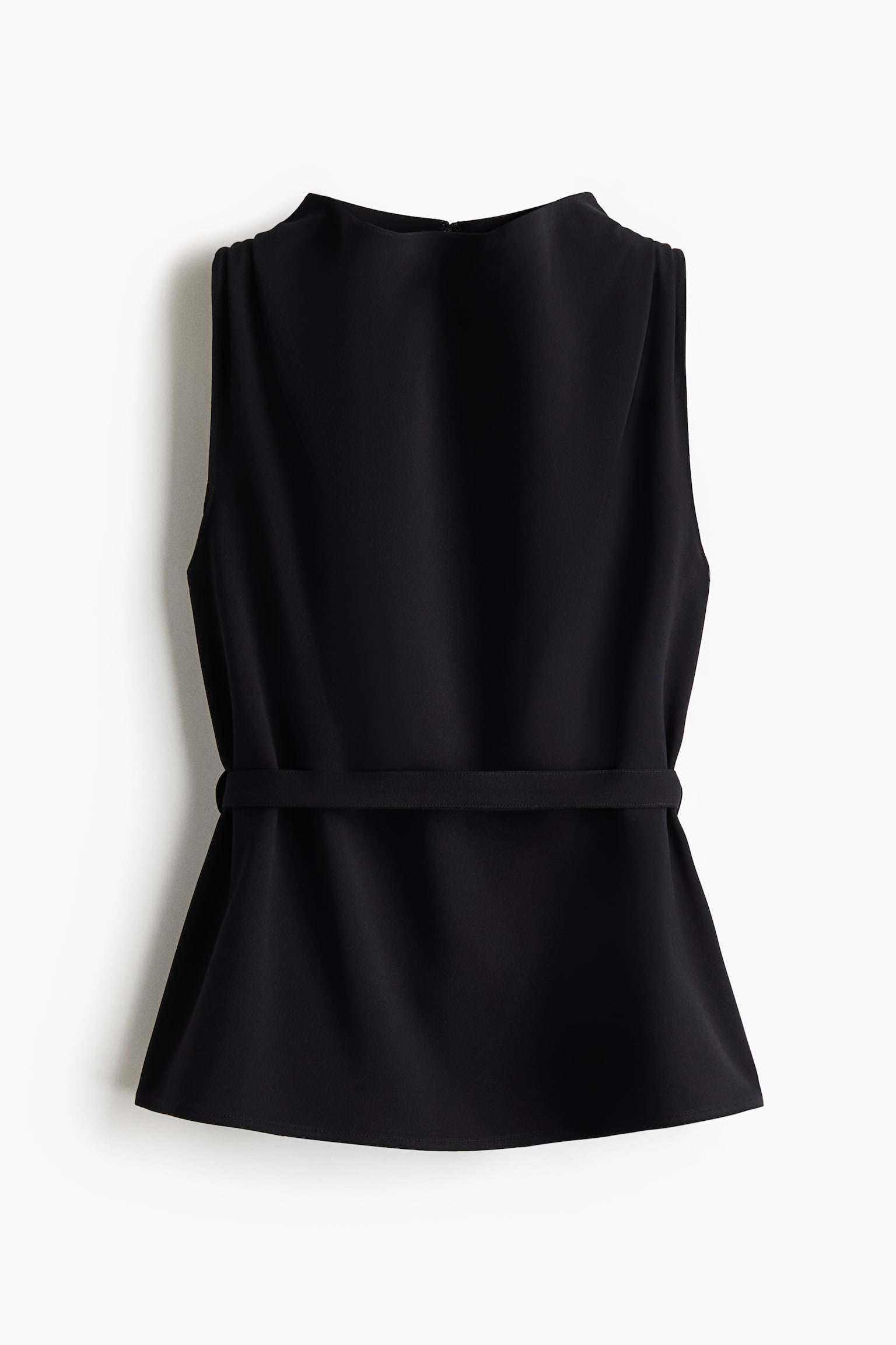 벨티드 슬리브리스 탑 - 블랙 - 1